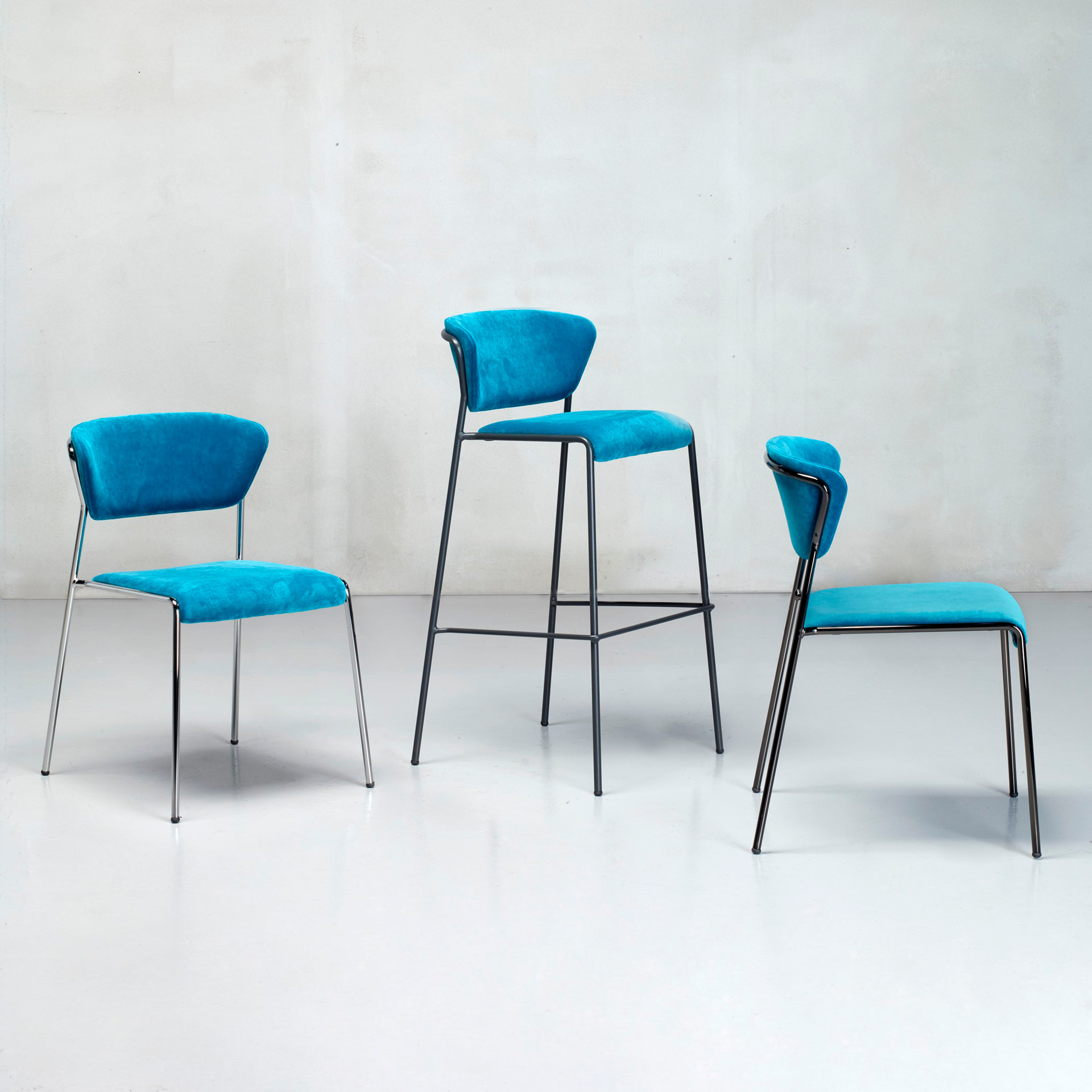 Stackable bar stool in fabric with steel frame H-2855 Lisa