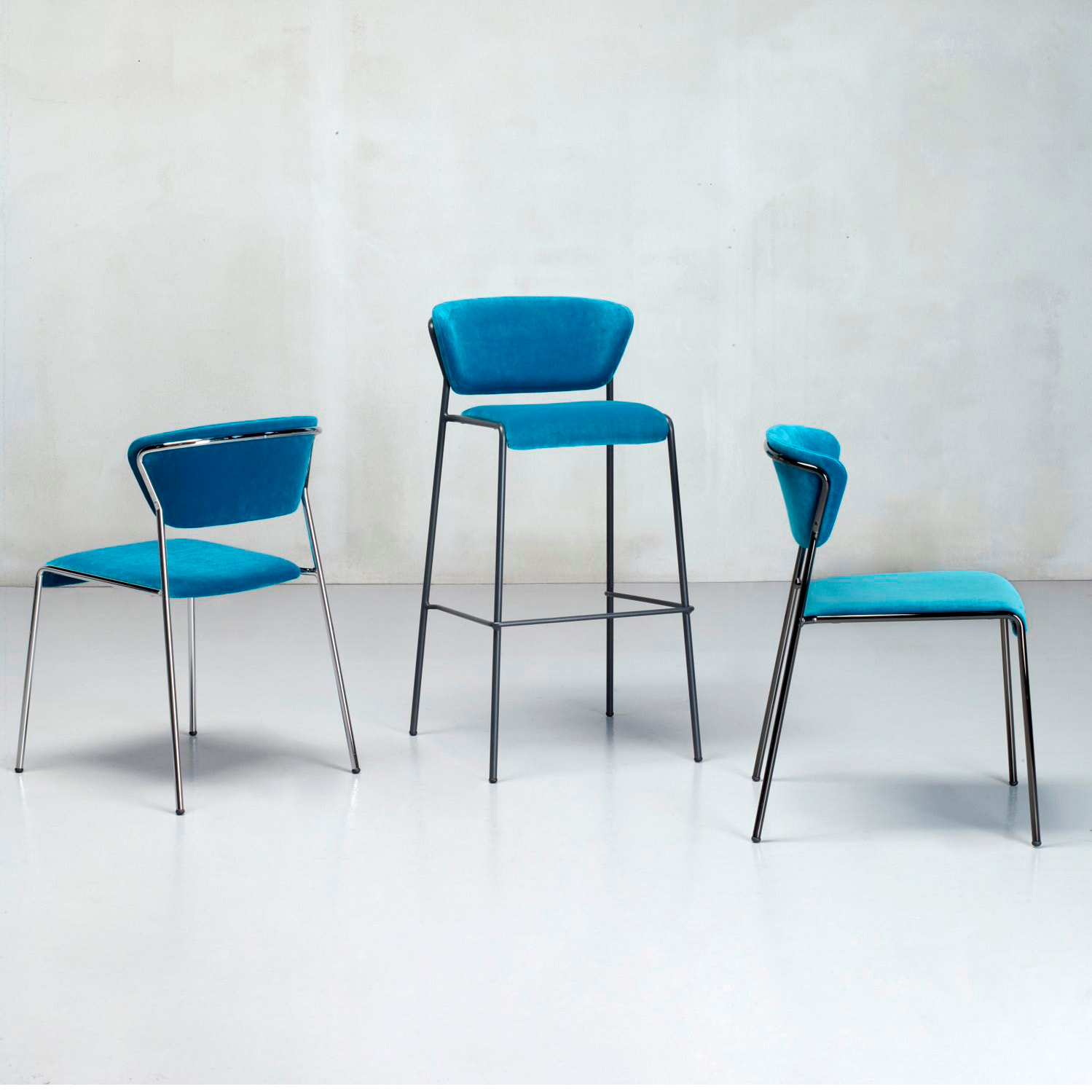Stackable bar stool in fabric with steel frame H-2855 Lisa