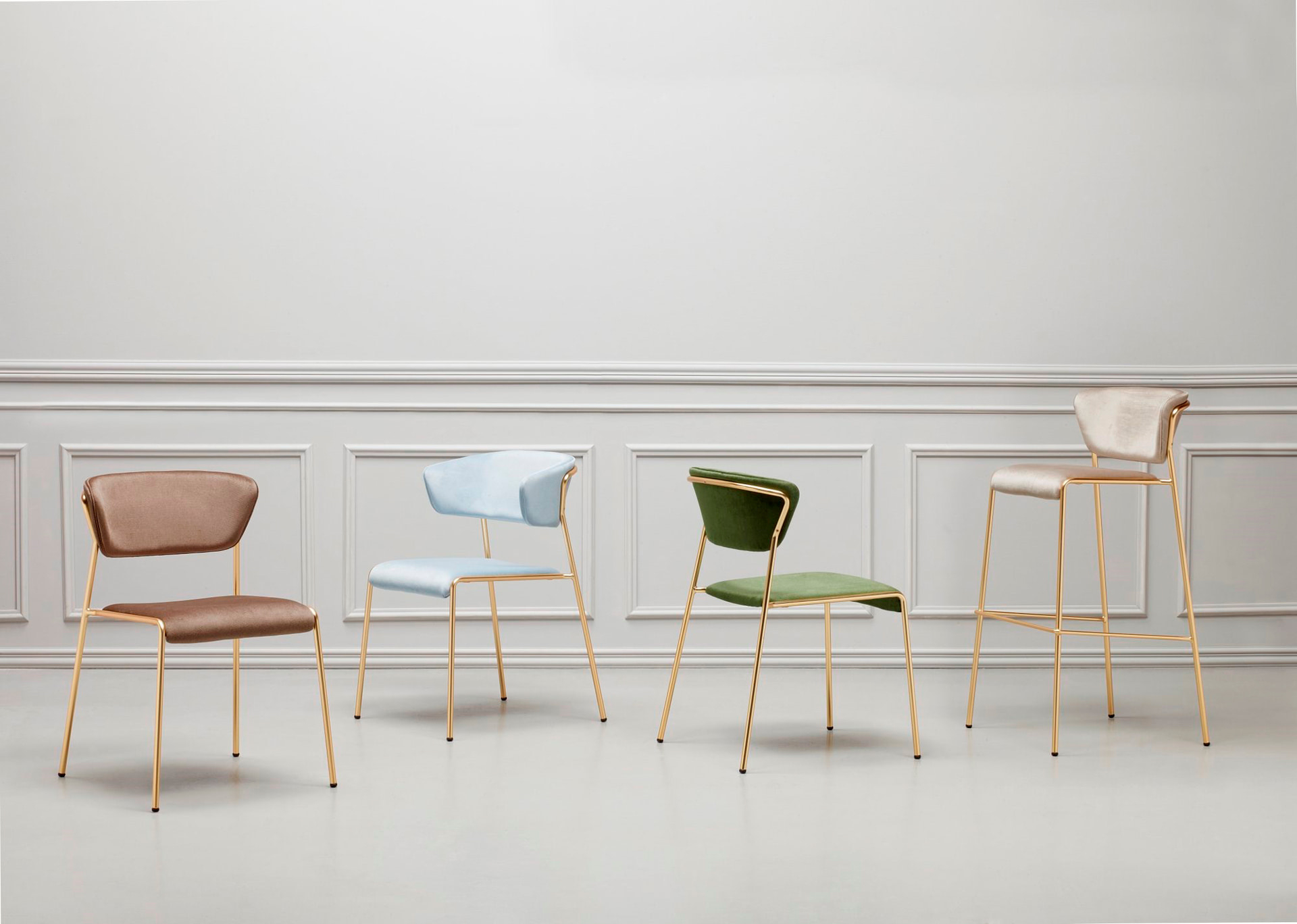 Stackable bar stool in fabric with steel frame H-2855 Lisa