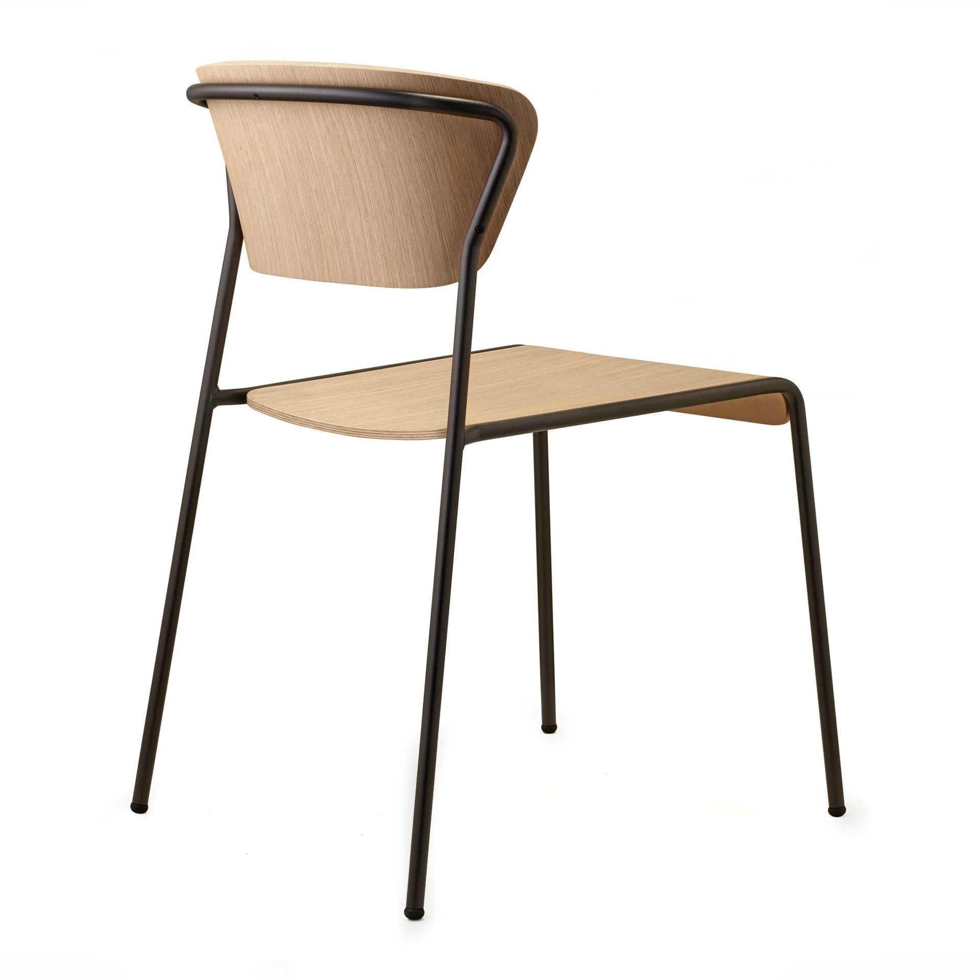 Stackable chair with steel frame and shell in beech or oak A-2852 Lisa Wood