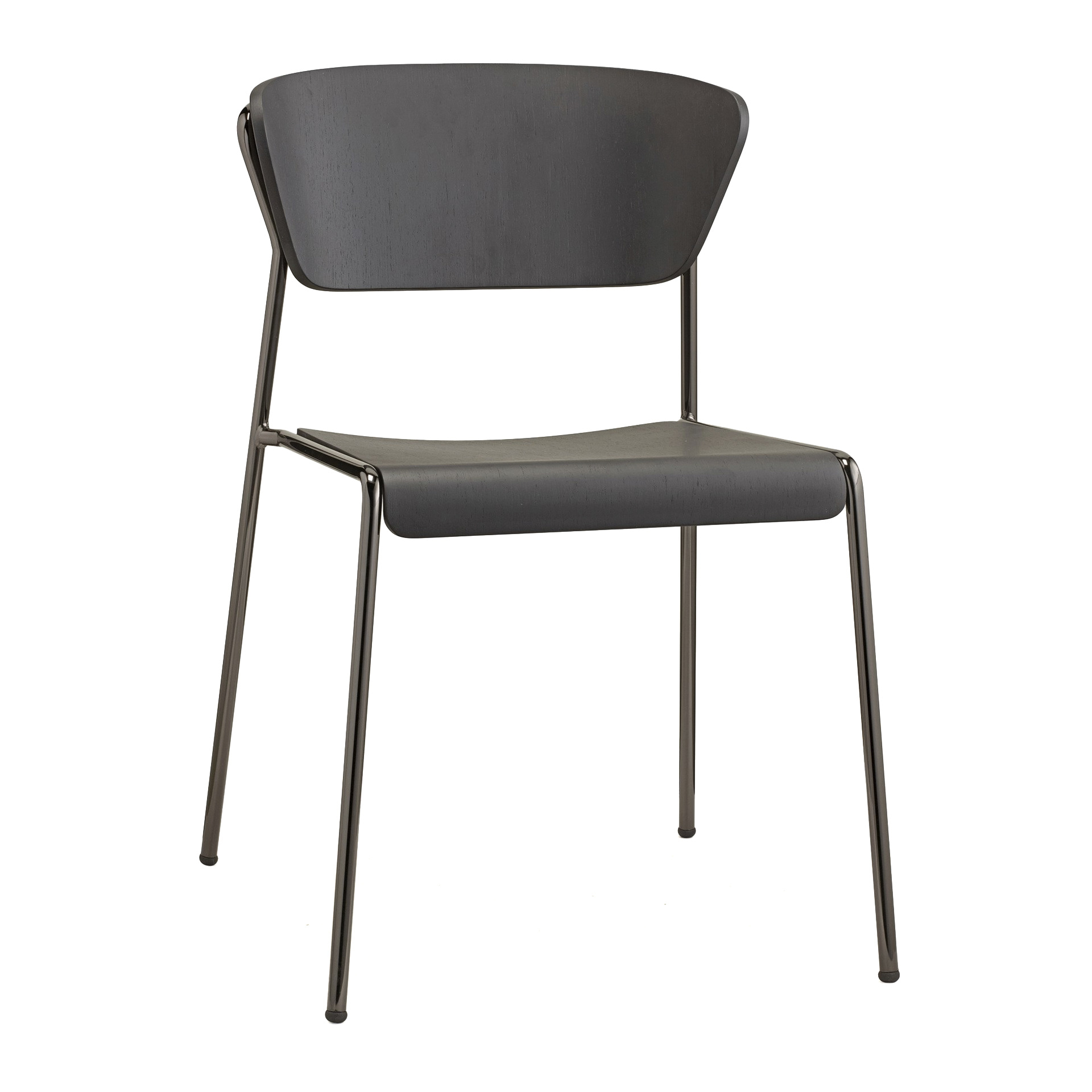 Chair with wooden shell and metal frame