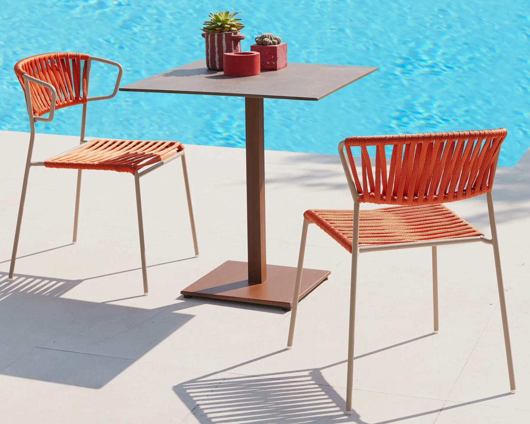 Stackable Chair with metal frame and nautical rope A-2870 Lisa Filo