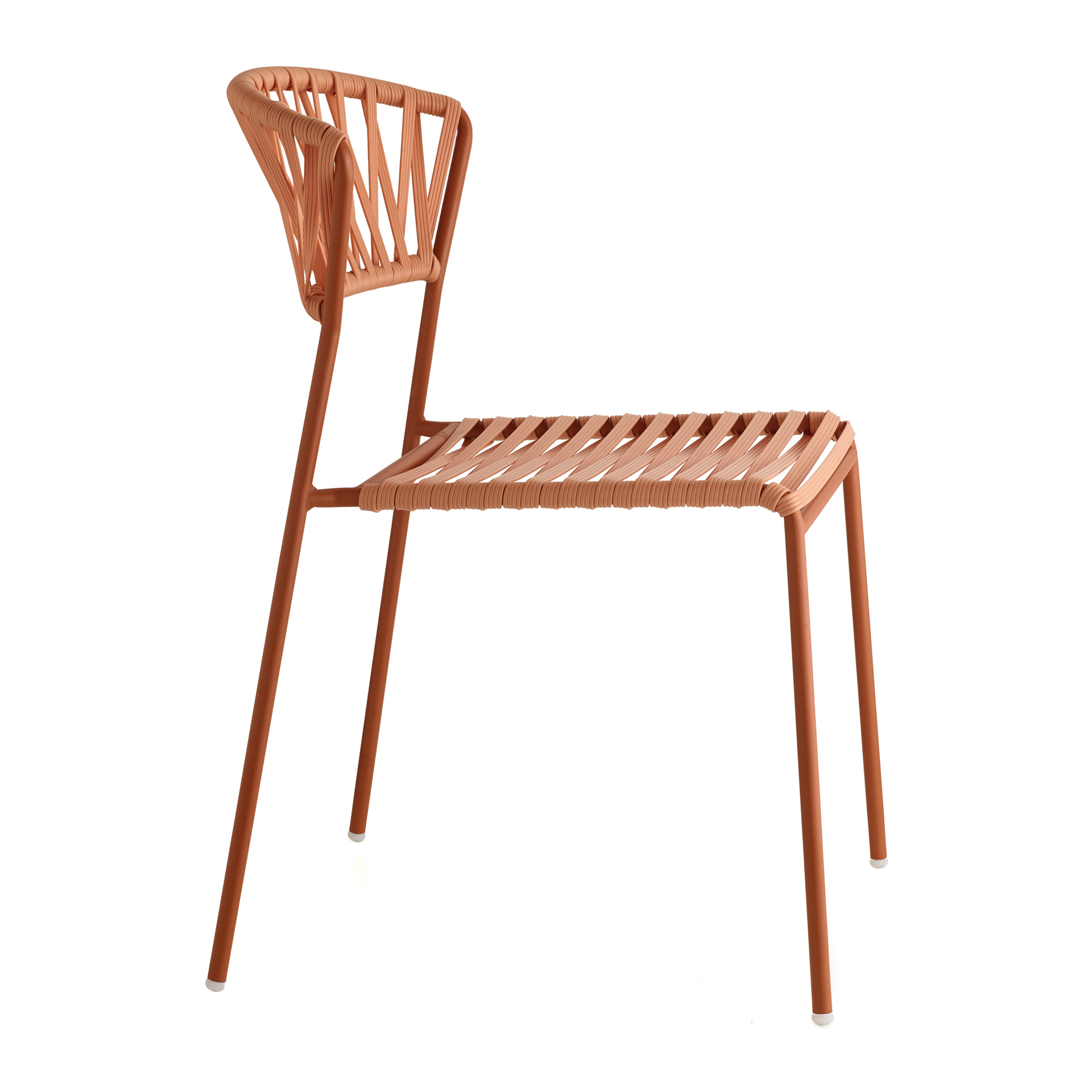Stackable outdoor chair in steel and woven PVC wires A-2874 Lisa Club