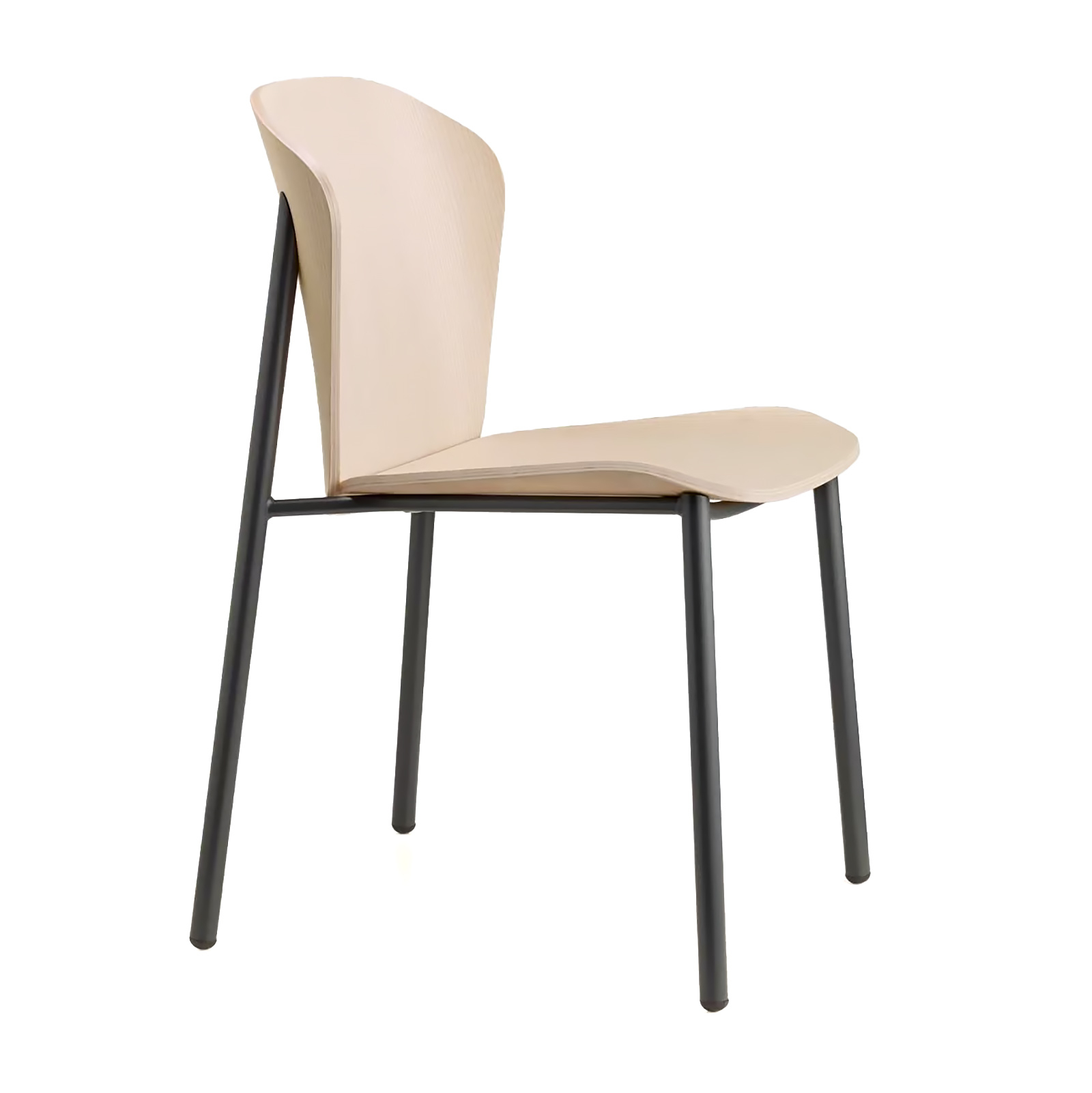 Chair with wooden shell and metal frame
