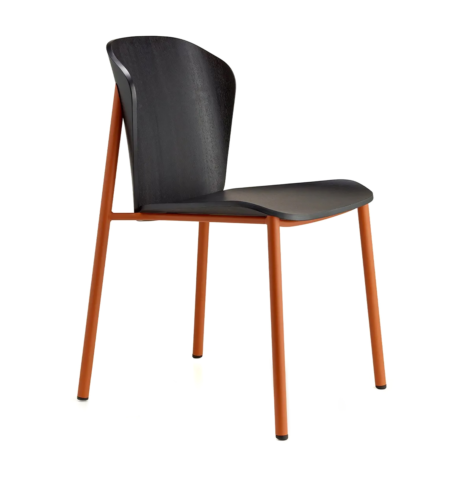 Chair with wooden shell and metal frame A-2897 Finn Metal