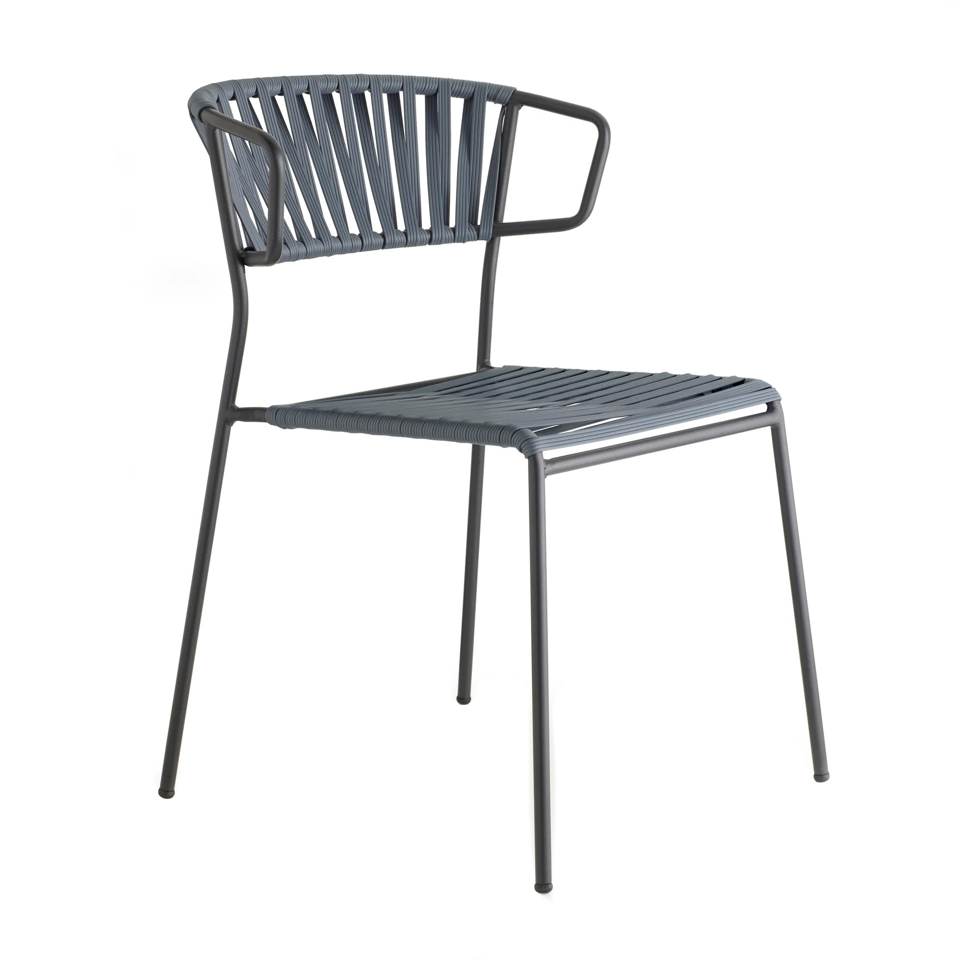 Stackable outdoor armchair in steel and woven PVC wires B-2873 Lisa Club