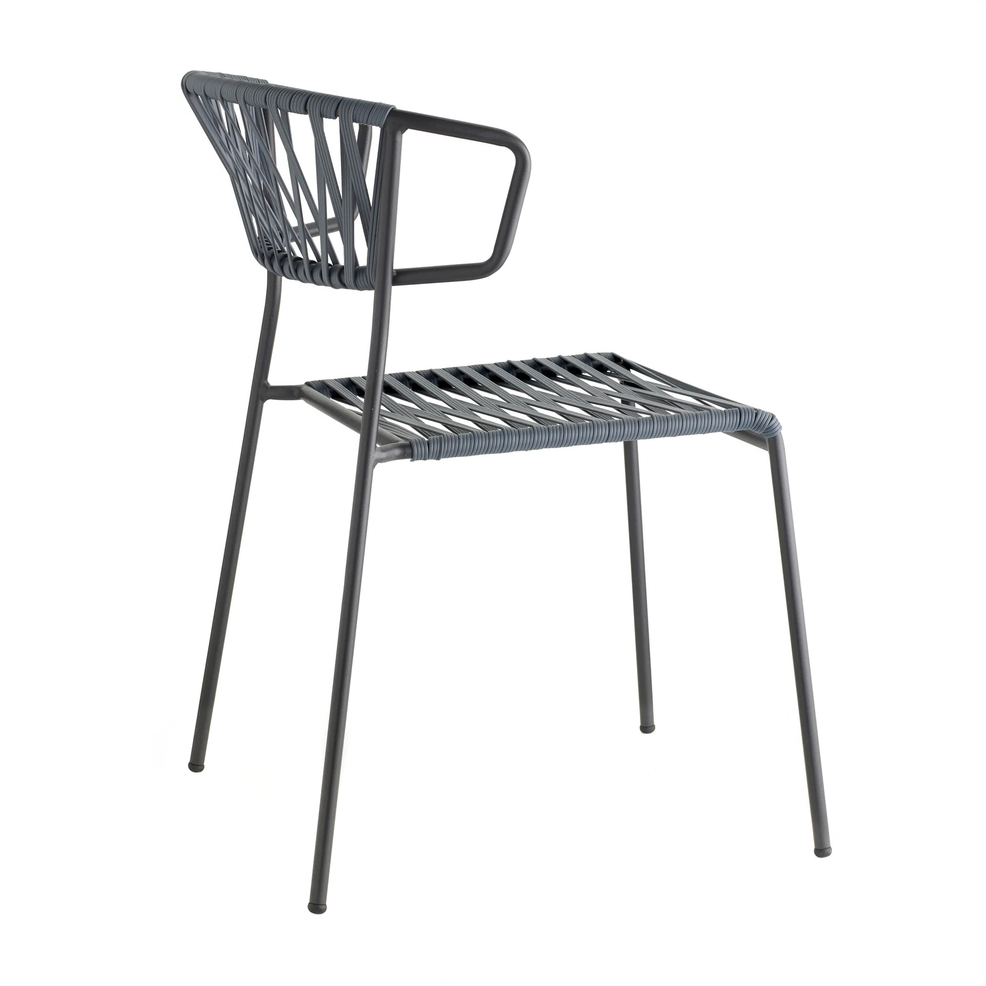 Stackable outdoor armchair in steel and woven PVC wires B-2873 Lisa Club