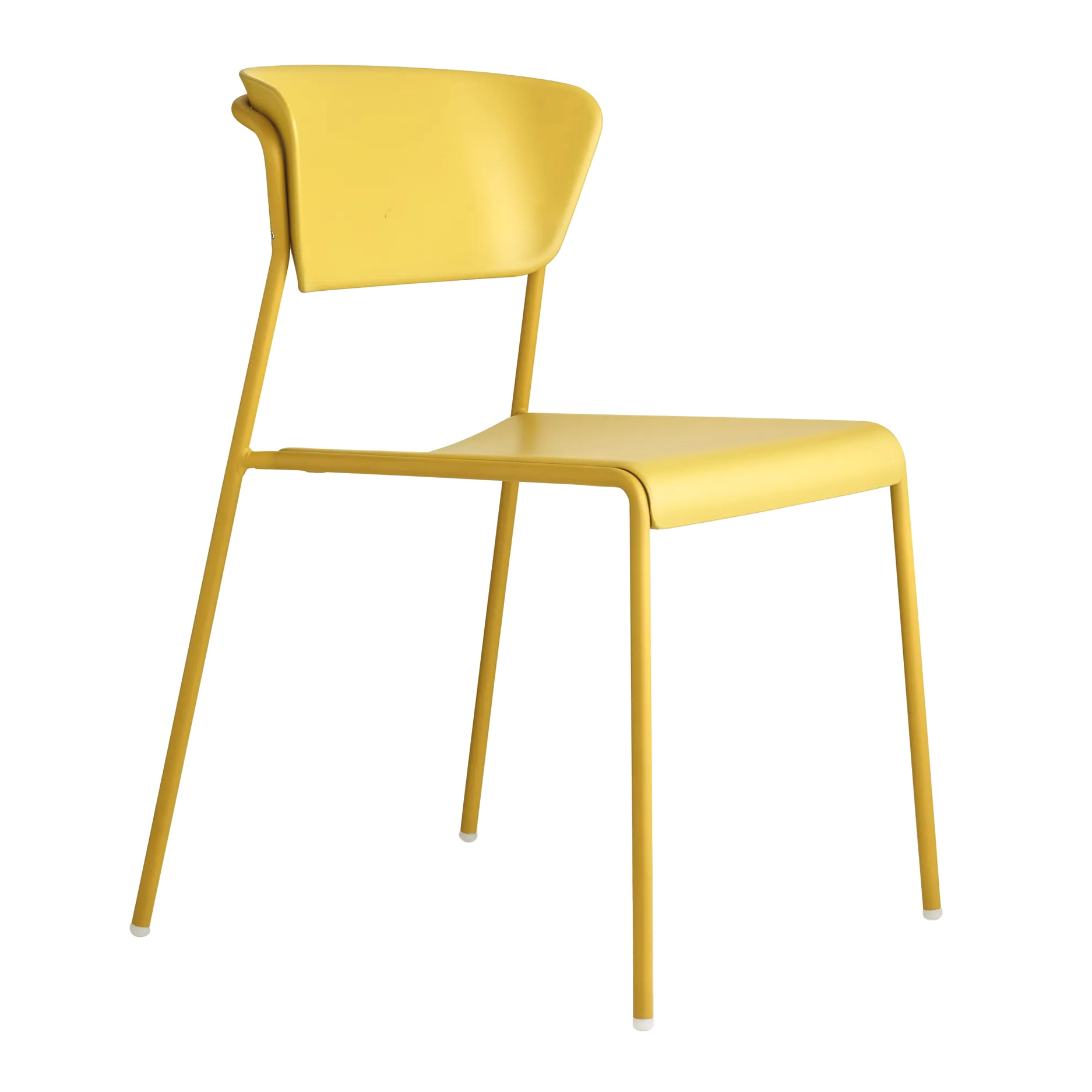 Chair with plastic shell and metal legs