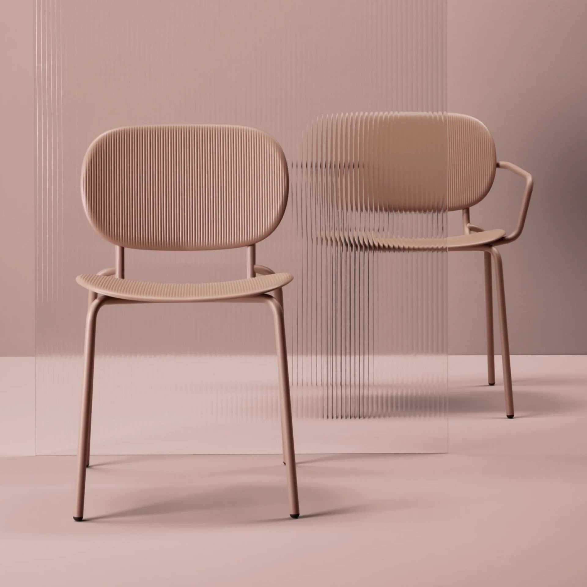 Outdoor armchair with steel frame and technopolymer B-Si-Si Vibes