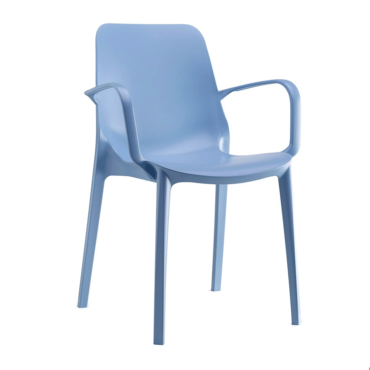 Plastic chair with armrests