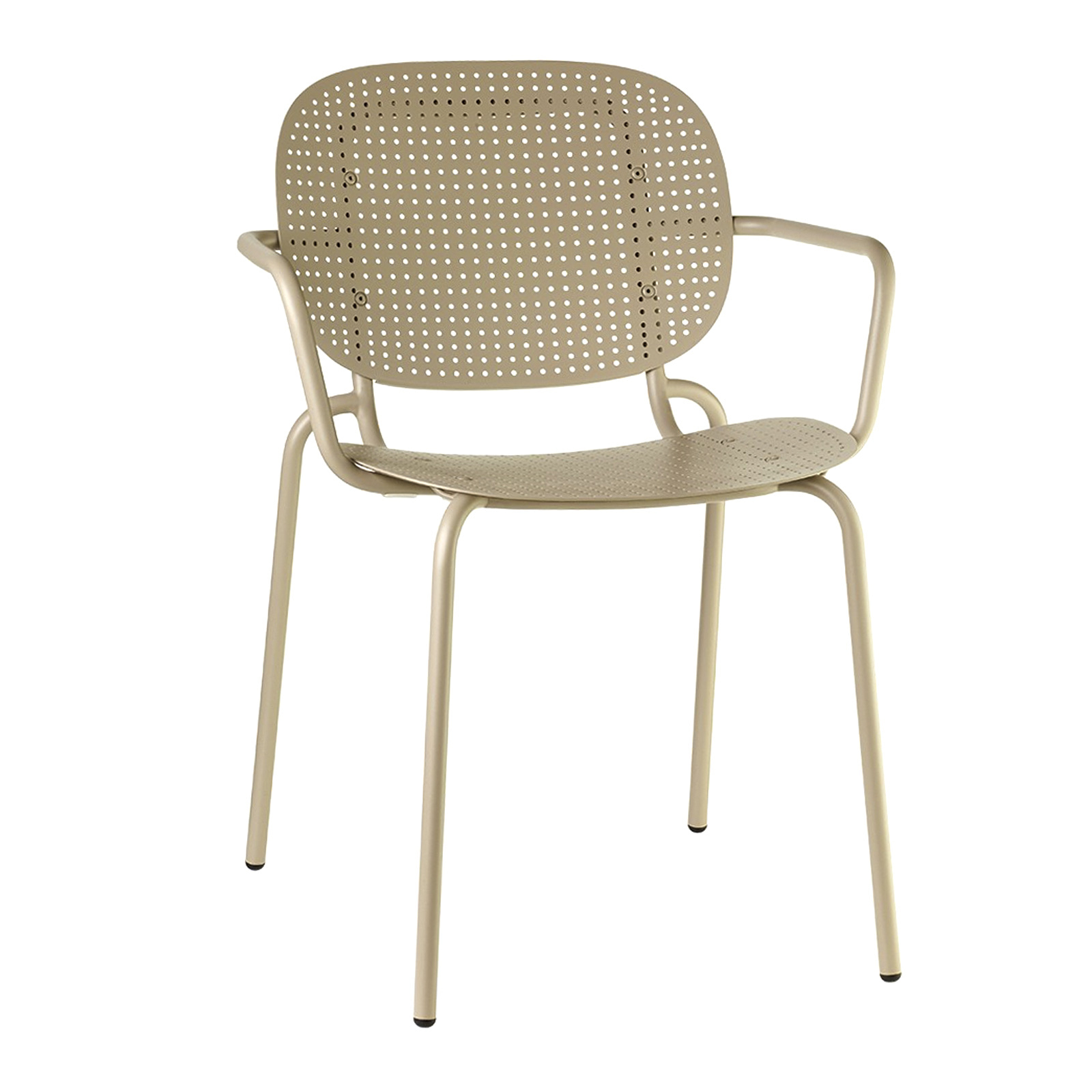 Armchair in perforated metal, stackable