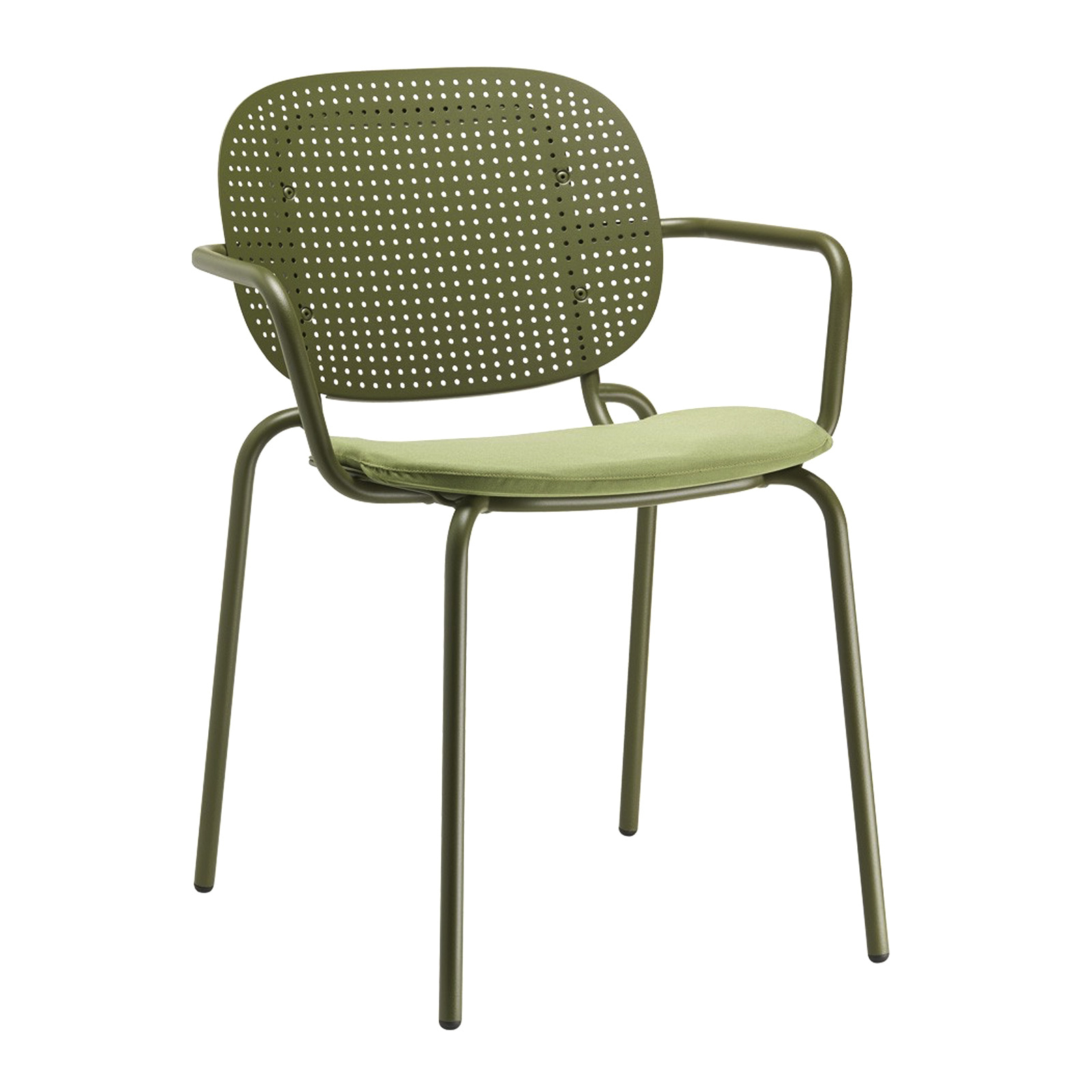 Stackable armchair made of perforated metal B-2504 Si-Si Dots