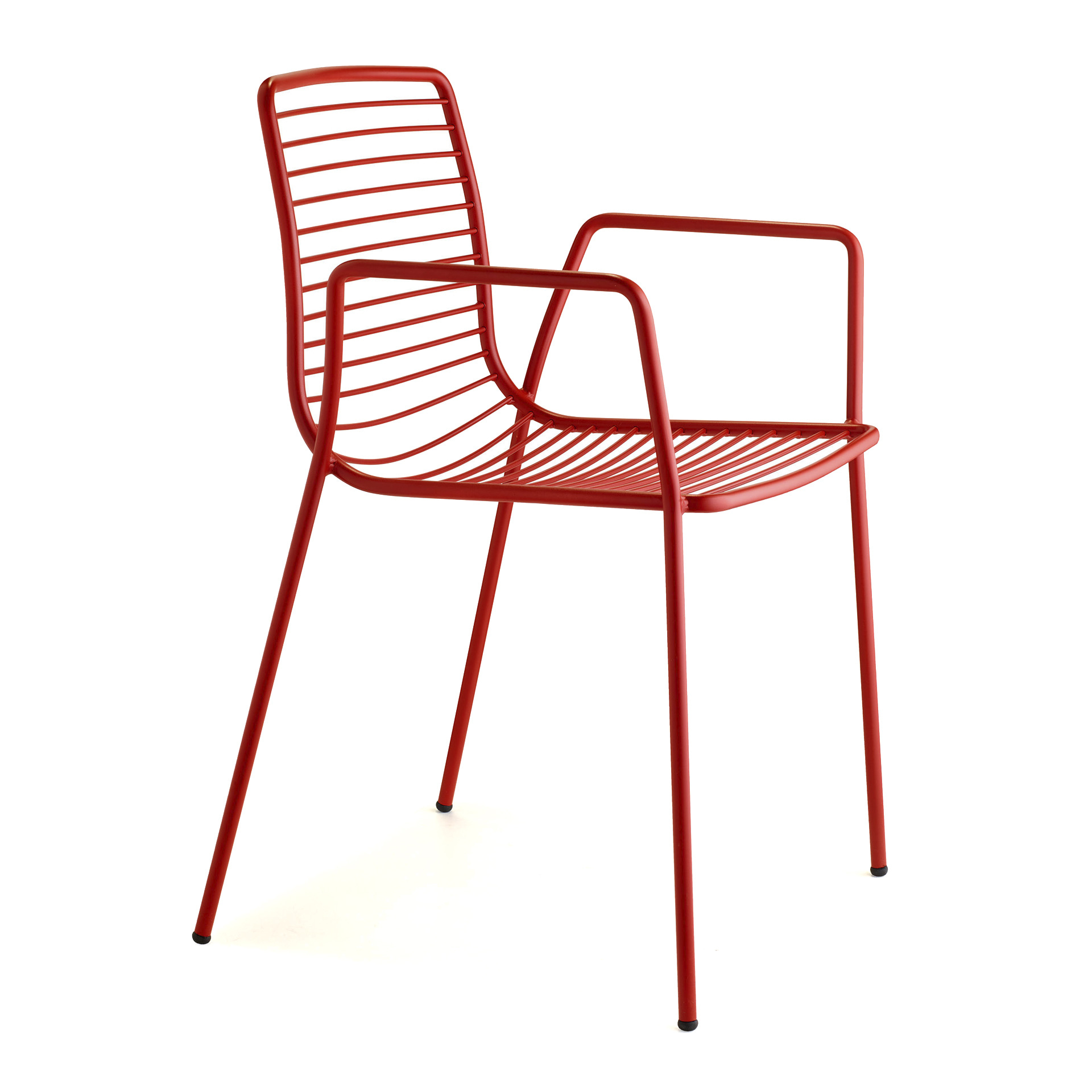 Metal stackable chair with armrests