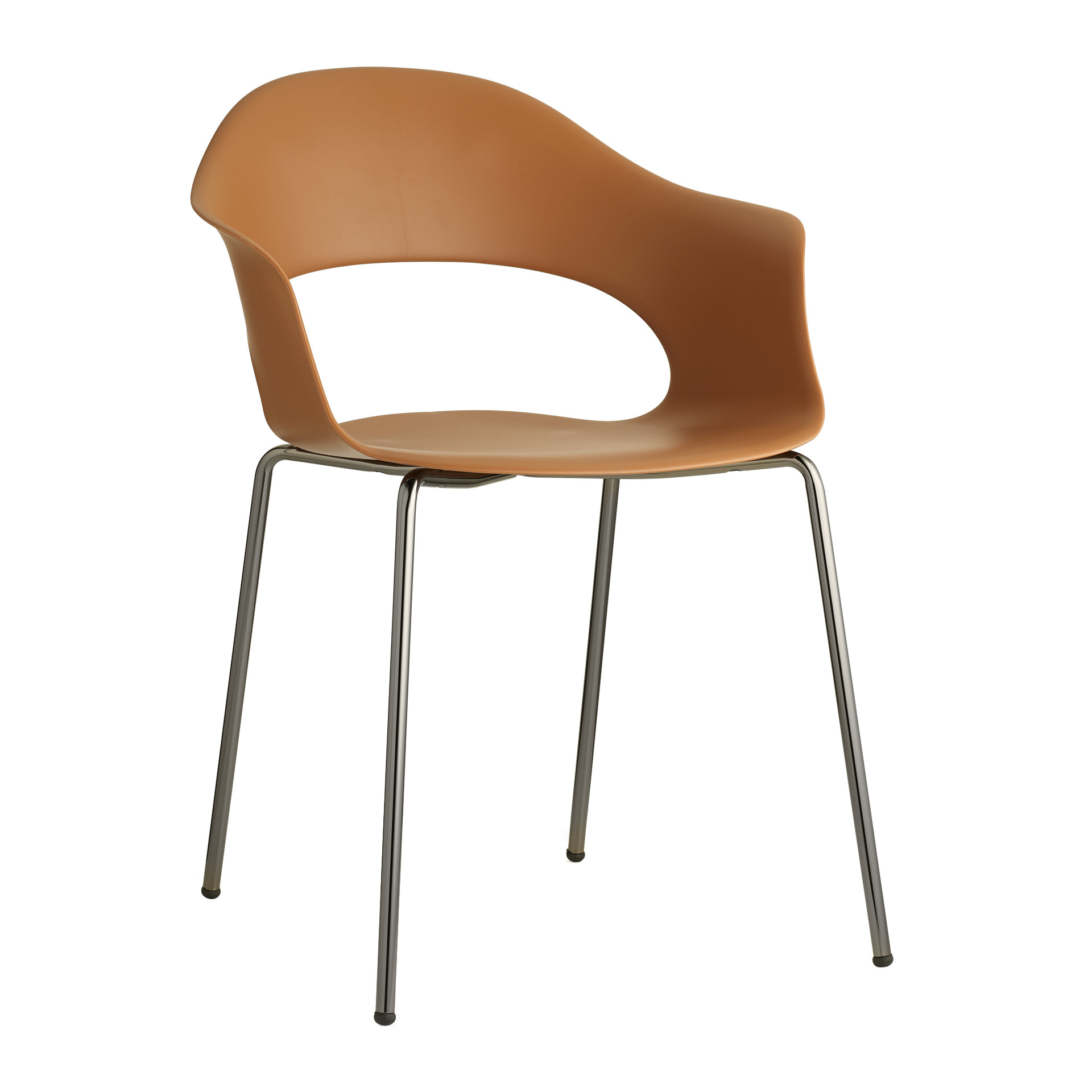 Stackable armchair with plastic shell and metal legs B-2696 Lady