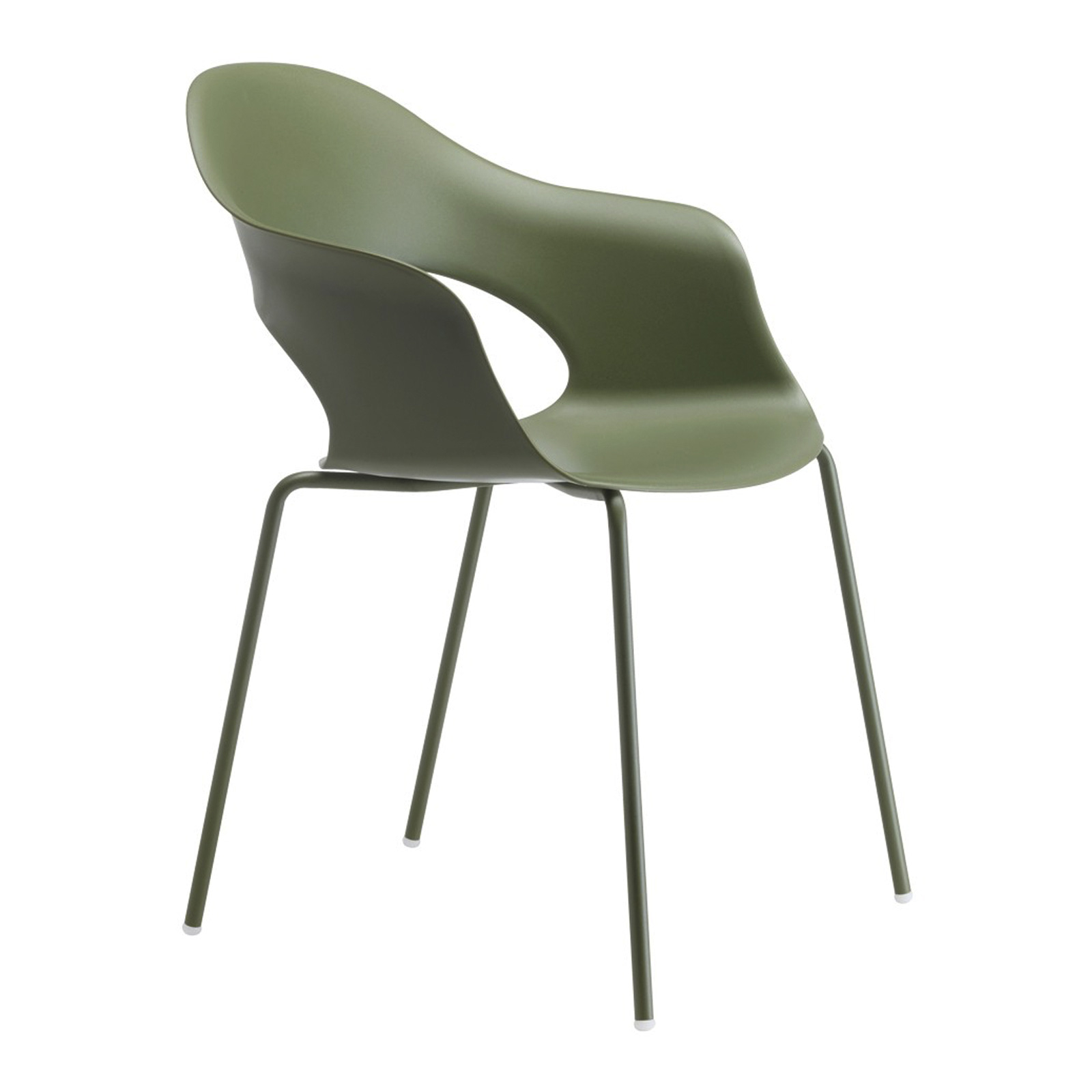 Stackable armchair with plastic shell and metal legs B-2696 Lady