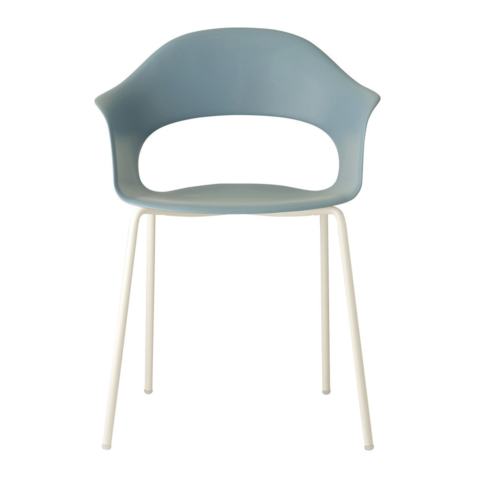 Stackable armchair with plastic shell and metal legs B-2696 Lady