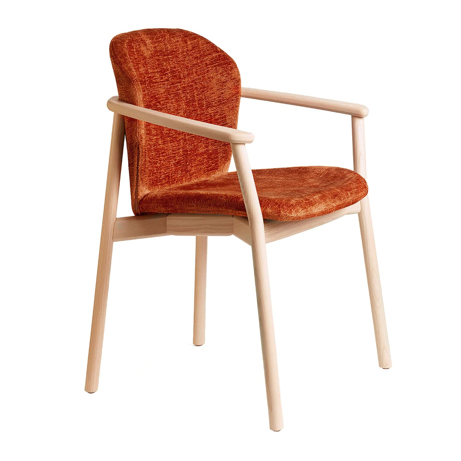 Restaurant upholstered wooden armchair B-2890 Natural Finn