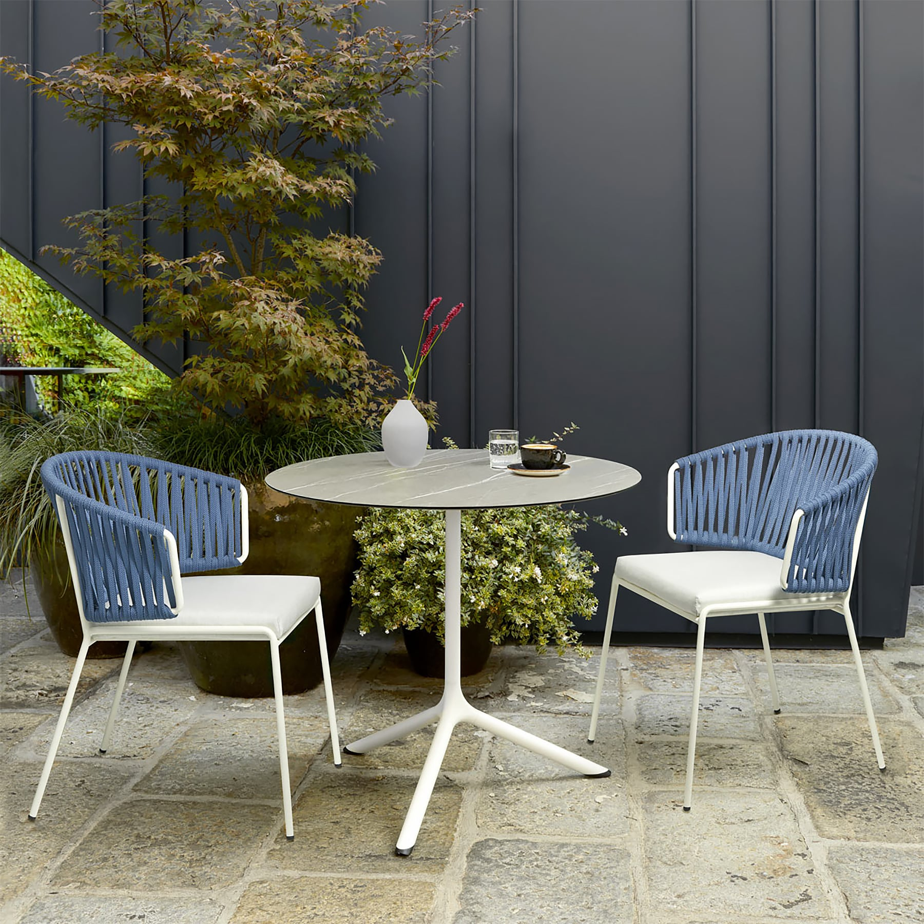 Stackable chair with nautical rope and metal frame B-2899 Lisa Nest