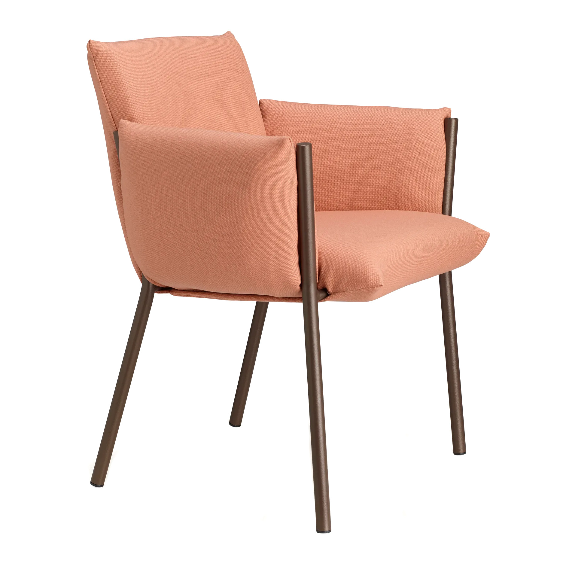 Stackable upholstered armchair on a metal frame