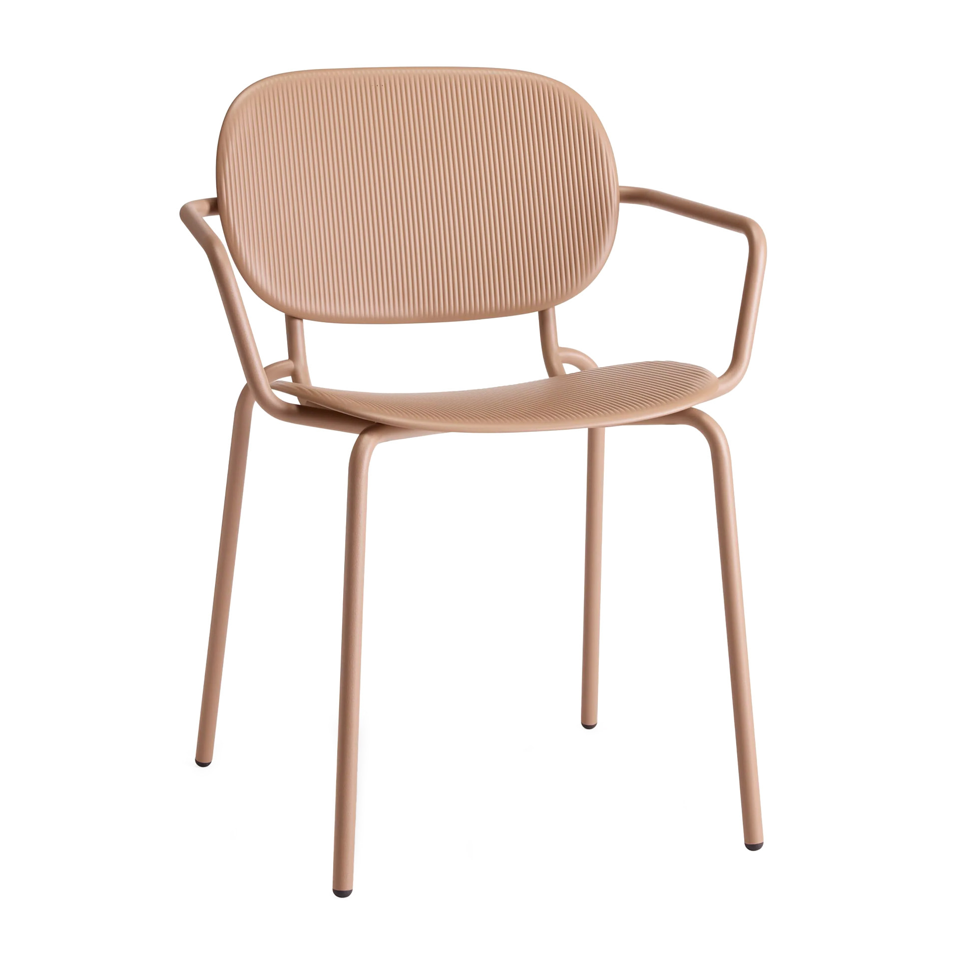 Plastic armchair with metal legs
