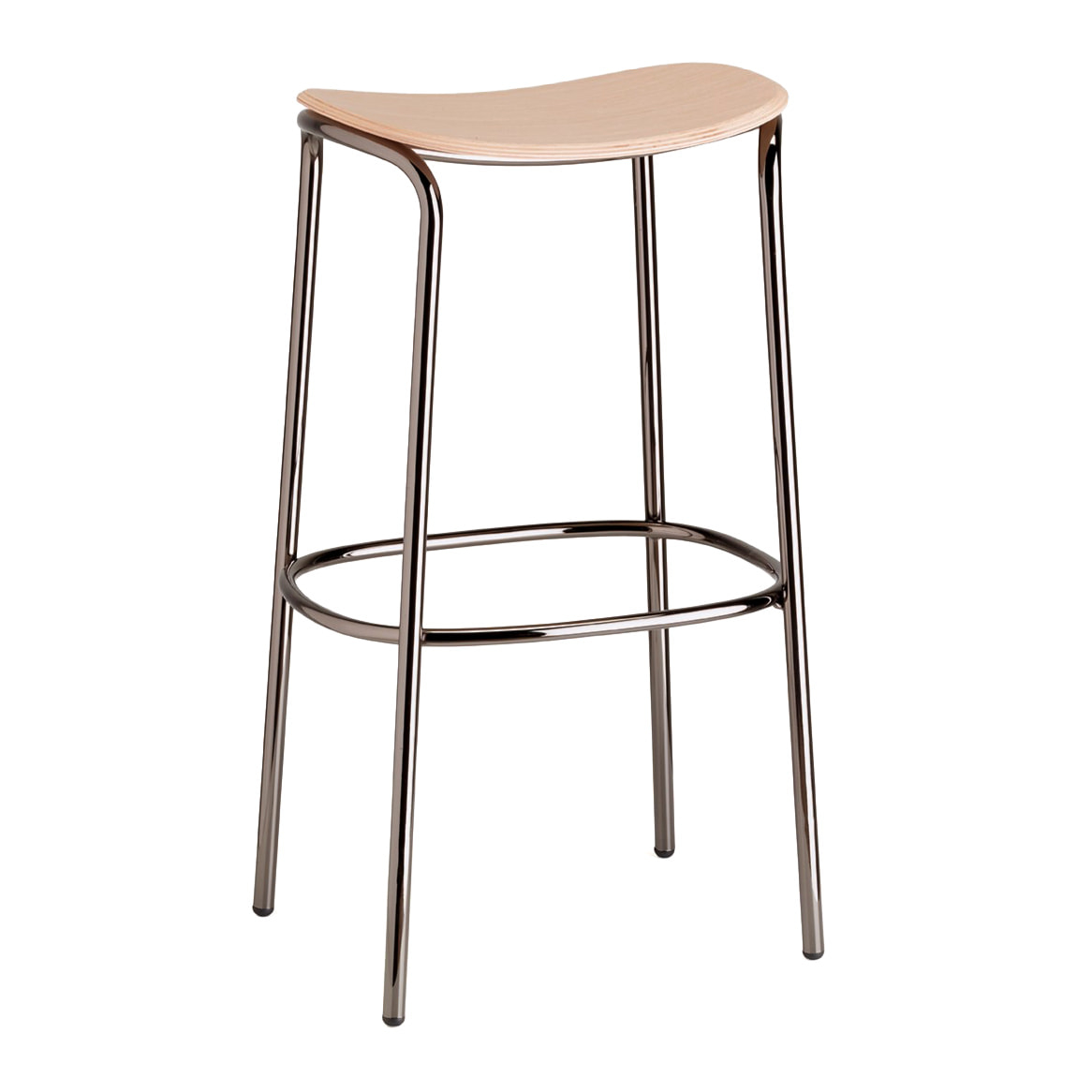 Steel frame stool with oak seat C-2536 Trick Wood