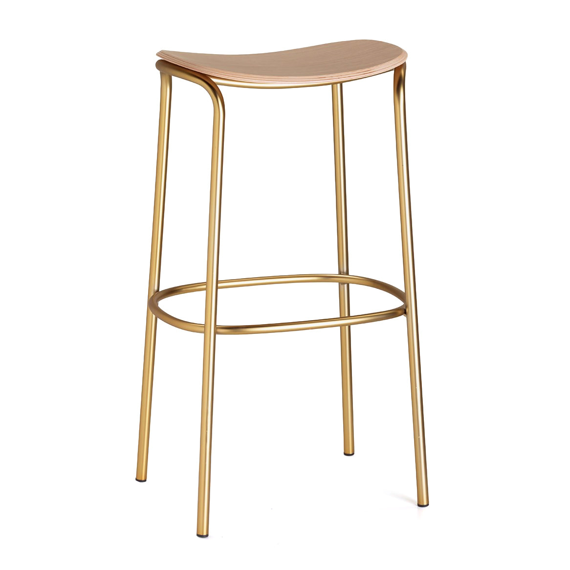 Steel frame stool with oak seat C-2536 Trick Wood