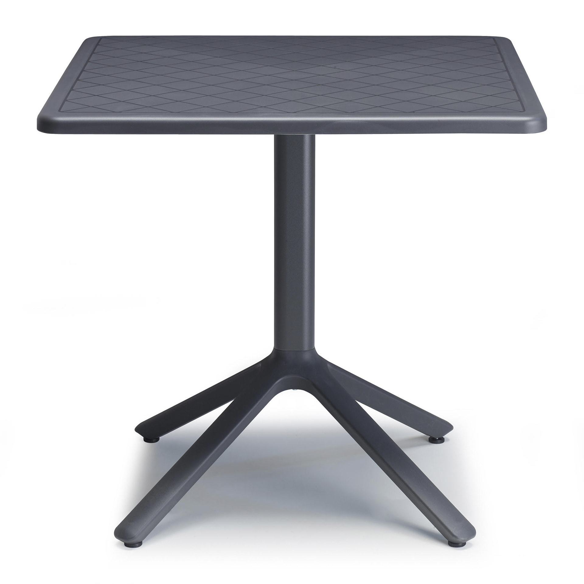 Mesa cuadrada de 31" con columna de aluminio, base y tablero de tecnopolímero Eco 2450