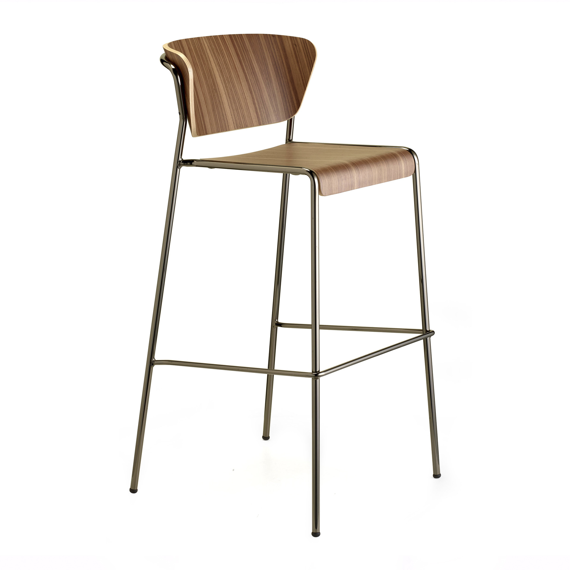 Taburete alto apilable en madera y acero
