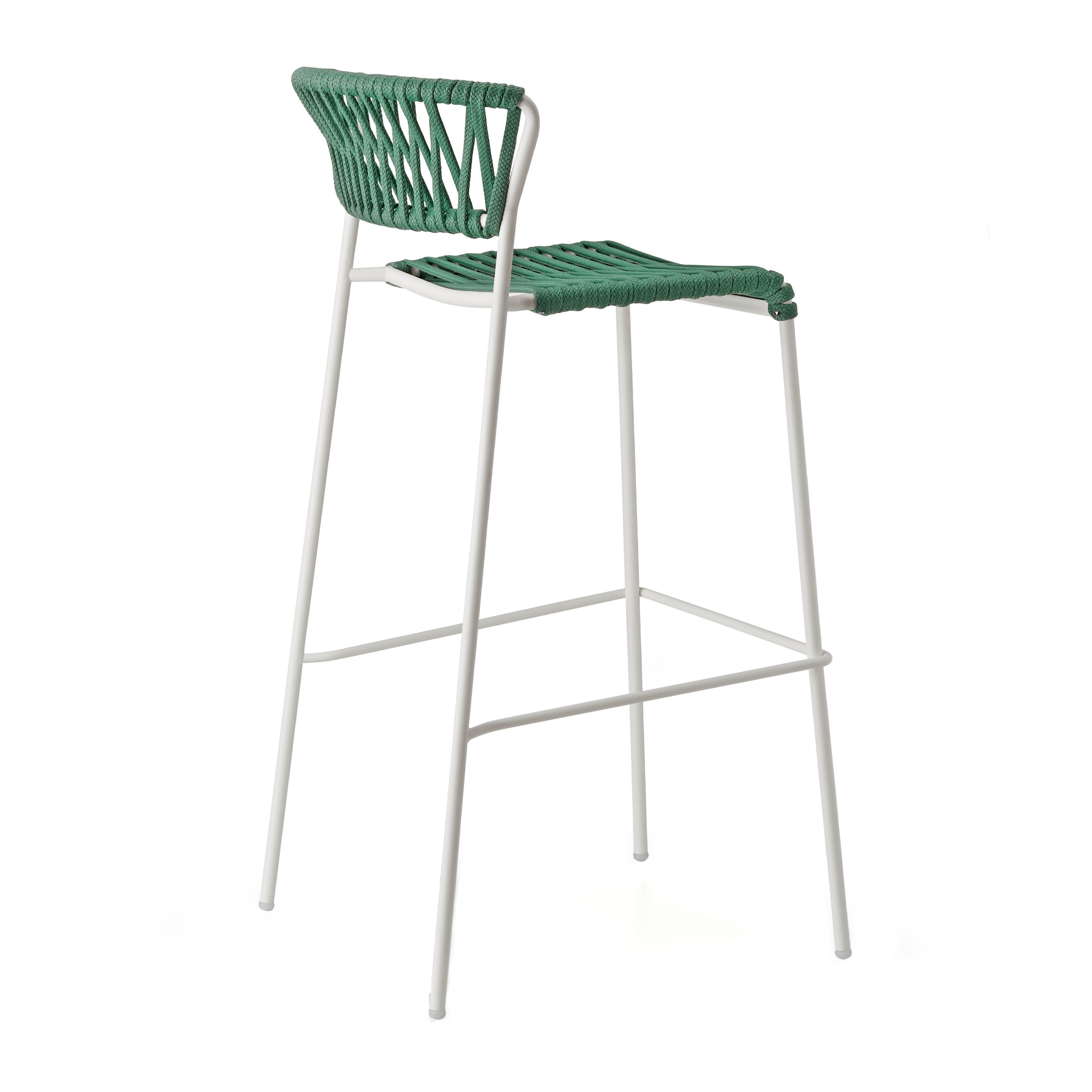 Stackable outdoor bar stool in steel and woven nautical rope H-2871 Lisa Filo