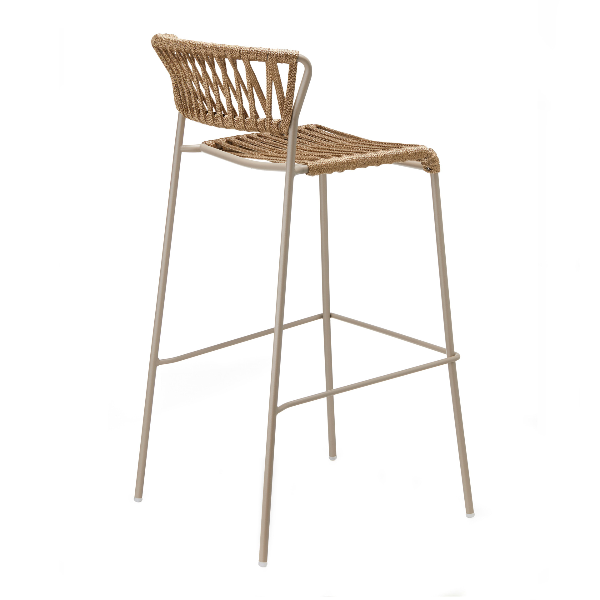 Stackable outdoor bar stool in steel and woven nautical rope H-2871 Lisa Filo