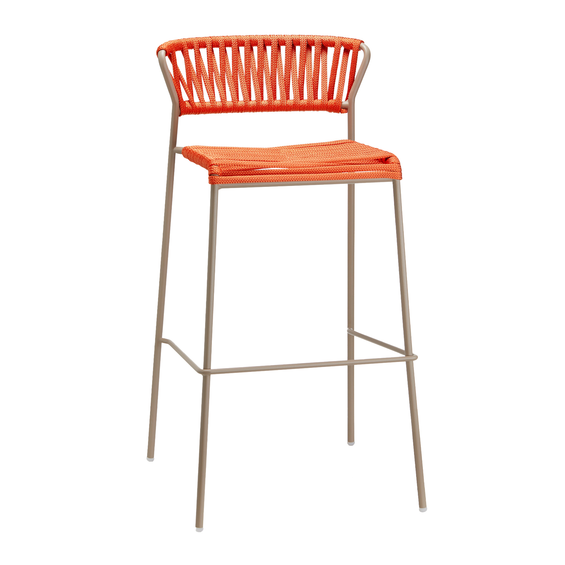 Stackable outdoor bar stool in steel and woven nautical rope H-2871 Lisa Filo