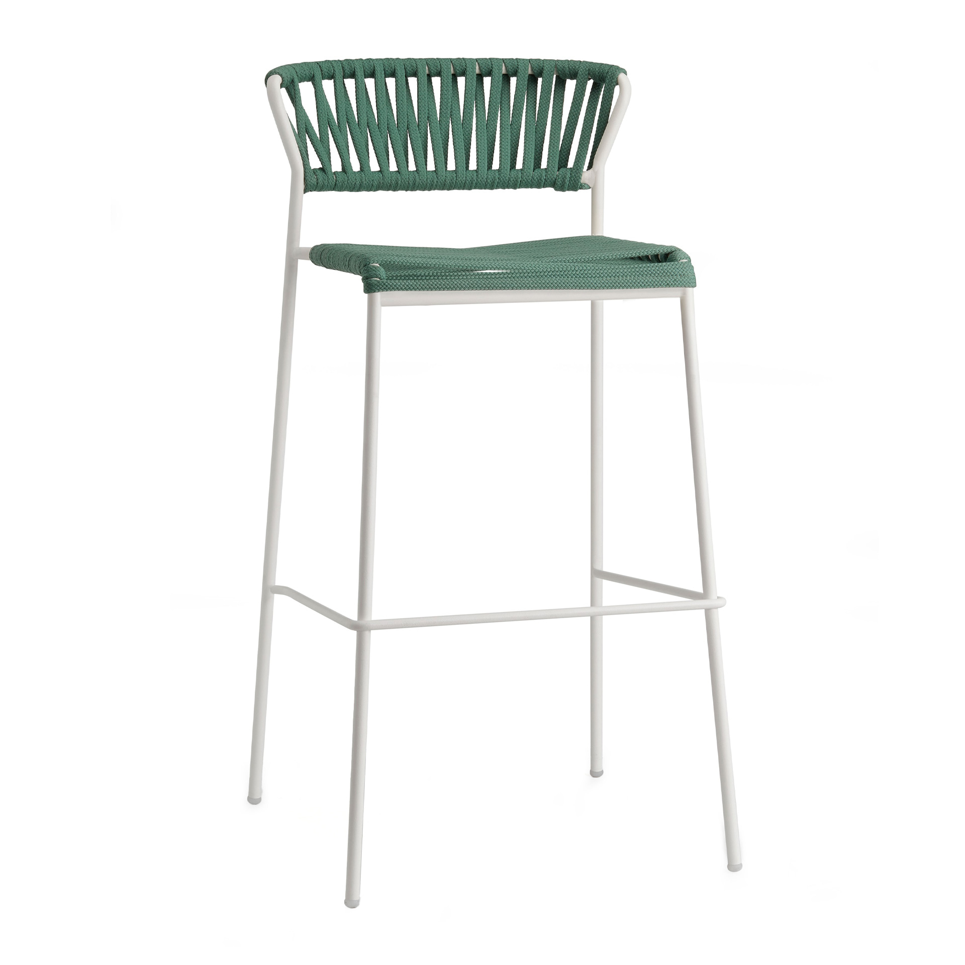 Stackable outdoor bar stool in steel and woven nautical rope H-2871 Lisa Filo