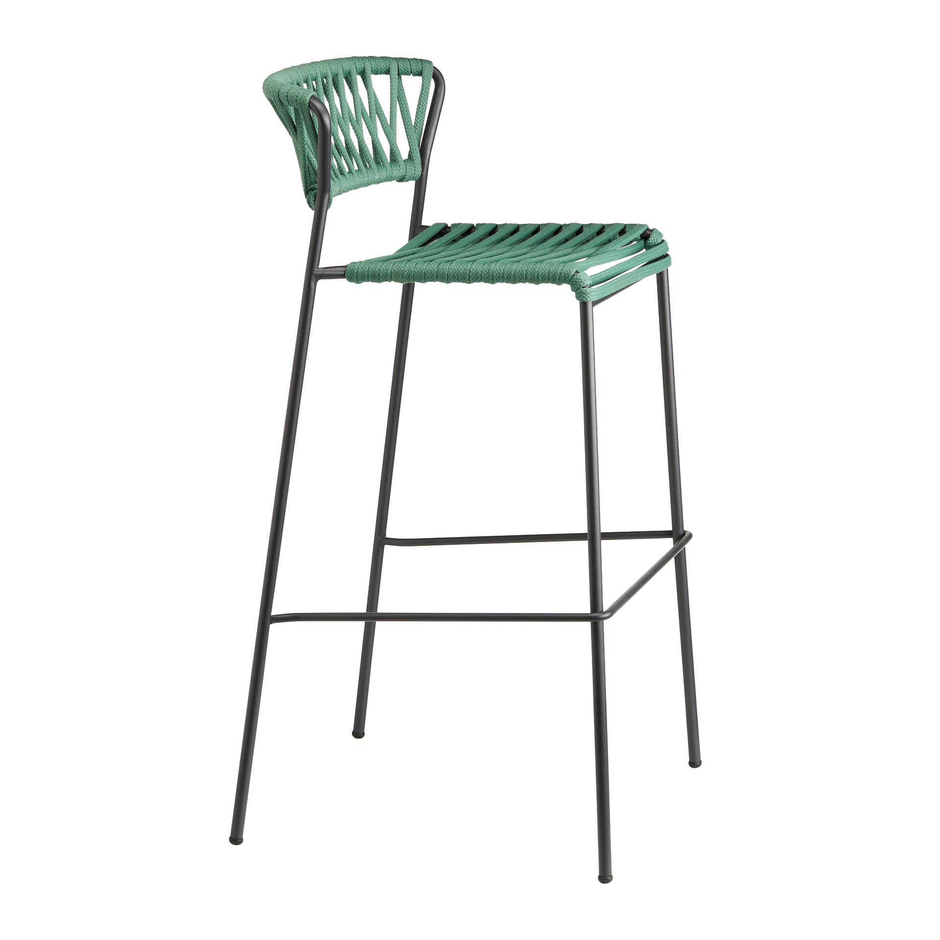 Stackable outdoor bar stool in steel and woven nautical rope H-2871 Lisa Filo