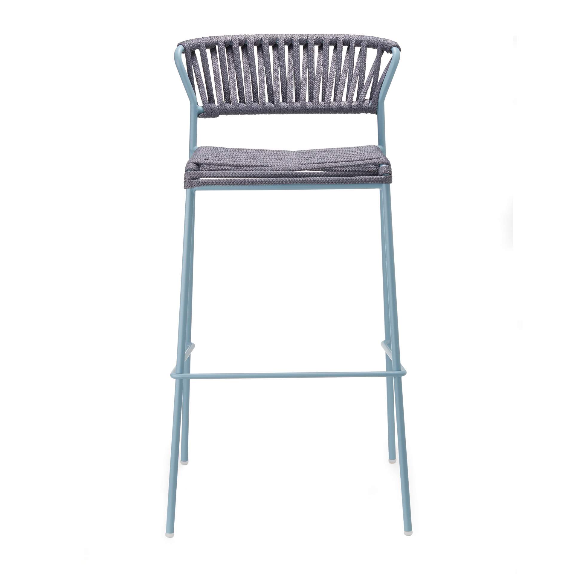 Stackable outdoor bar stool in steel and woven nautical rope H-2871 Lisa Filo