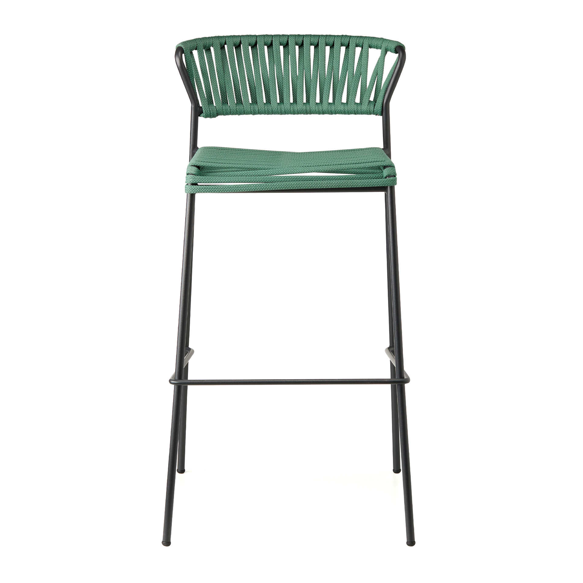 Stackable outdoor bar stool in steel and woven nautical rope H-2871 Lisa Filo
