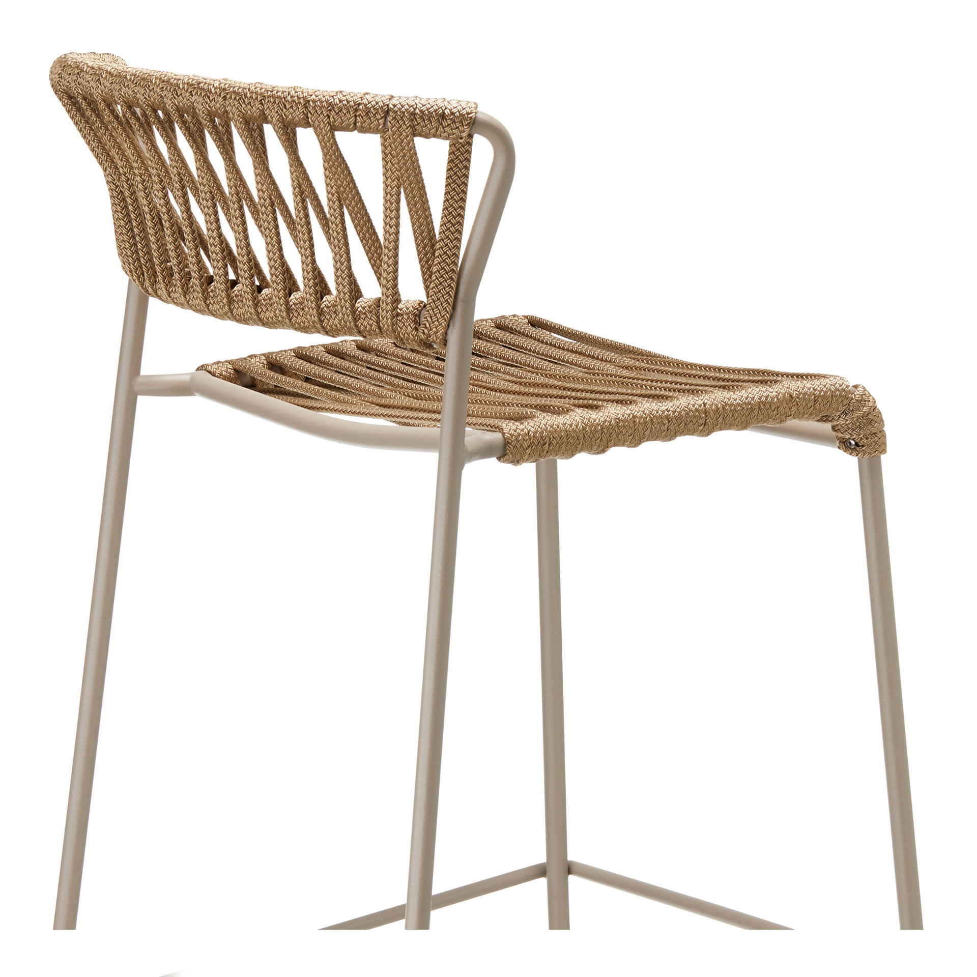 Stackable outdoor bar stool in steel and woven nautical rope H-2871 Lisa Filo