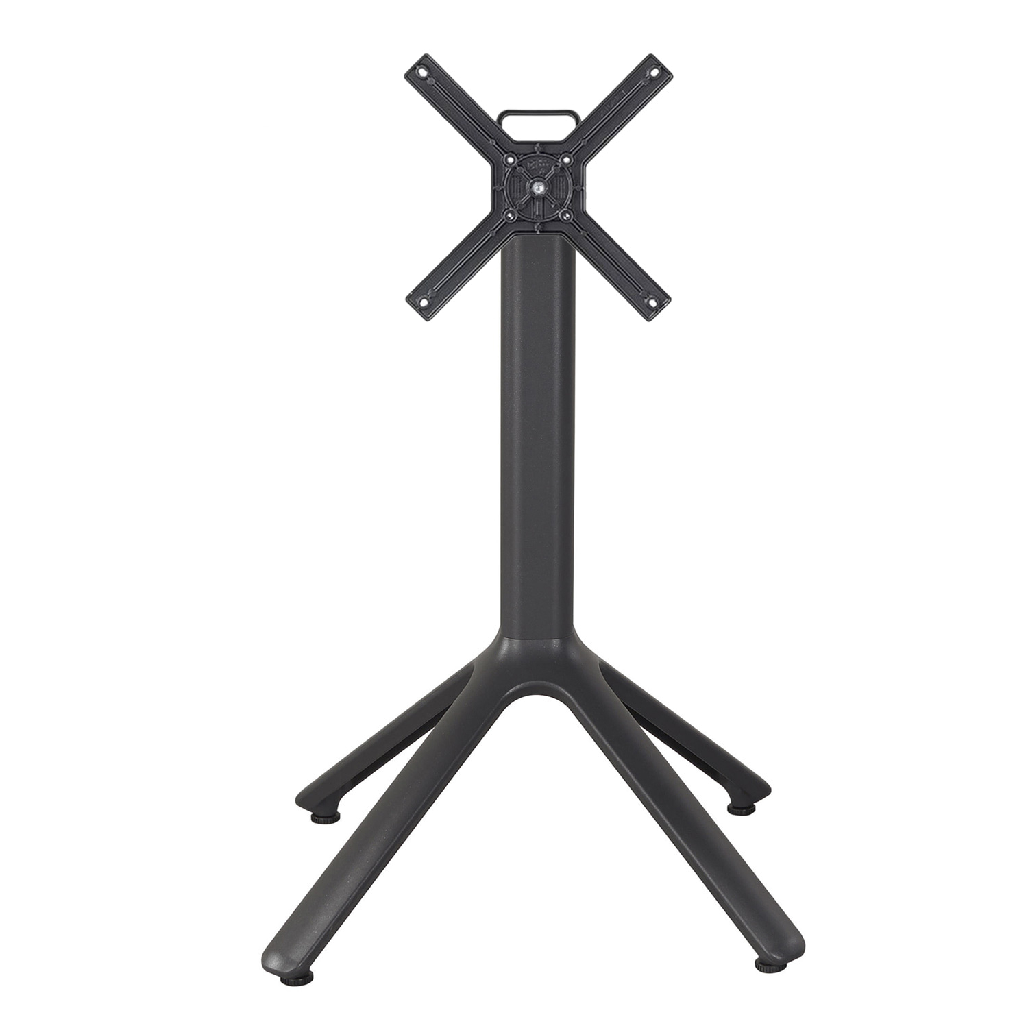 Metal table base with folding mechanism