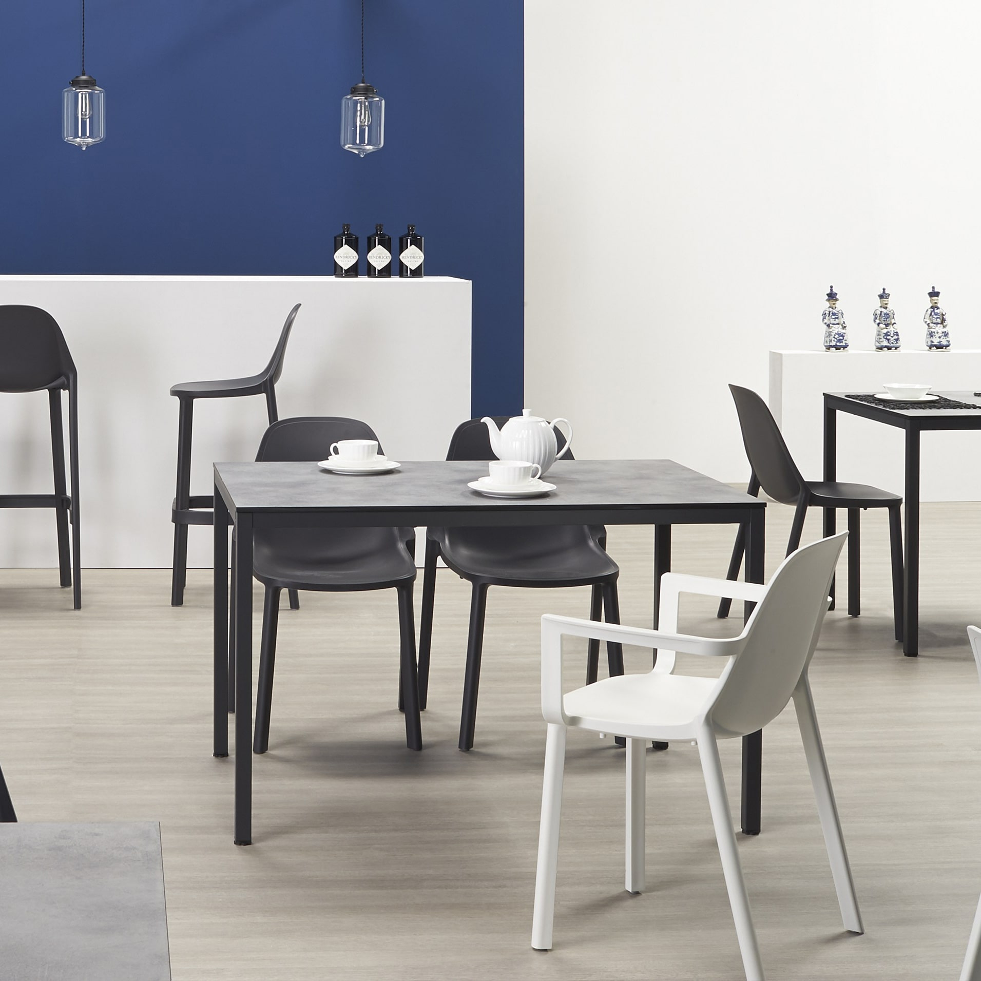Steel dining table with a rectangular 47x31" compact laminate top Mirto 2421