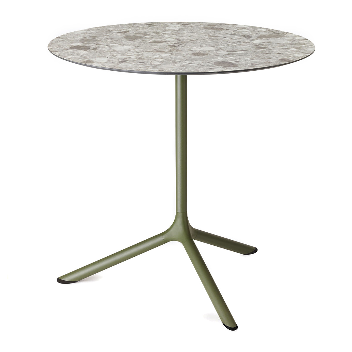 Round metal table with HPL top