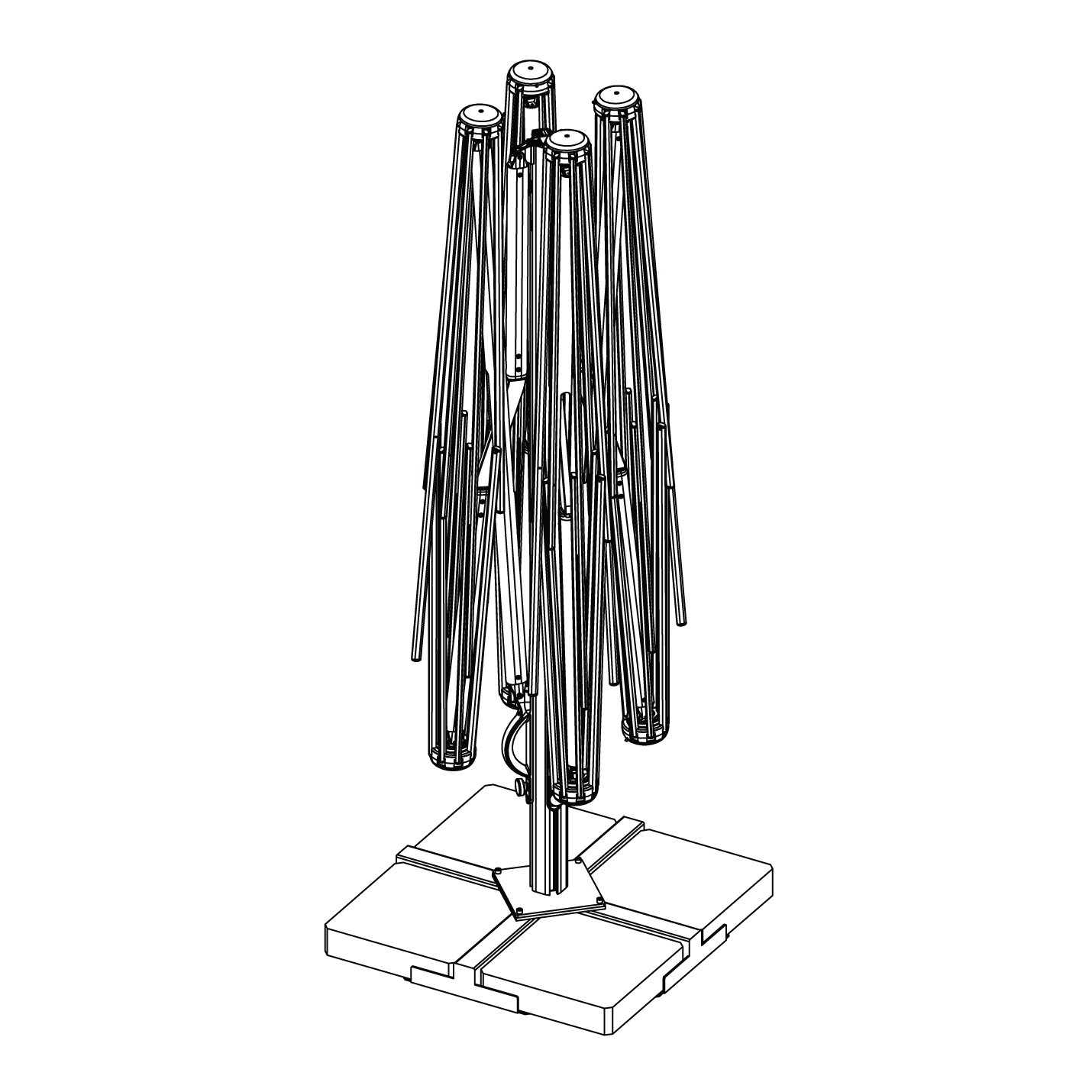 16'5"x16'5" Four-canopy retractable cantilever umbrella Quattro