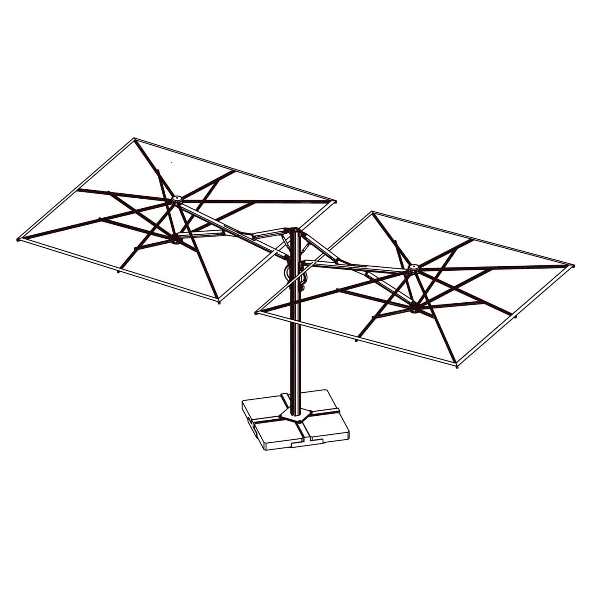 11'6"x23' Double-canopy retractable cantilever umbrella Dual T C3570