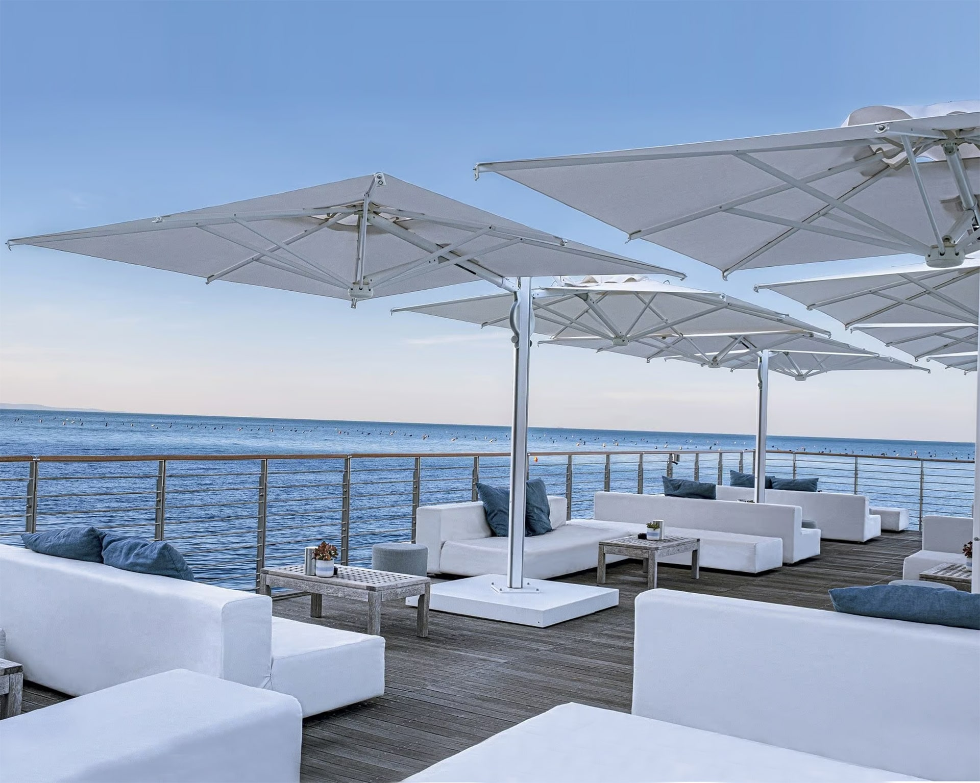 11'6"x23' Double-canopy retractable cantilever umbrella Dual T C3570