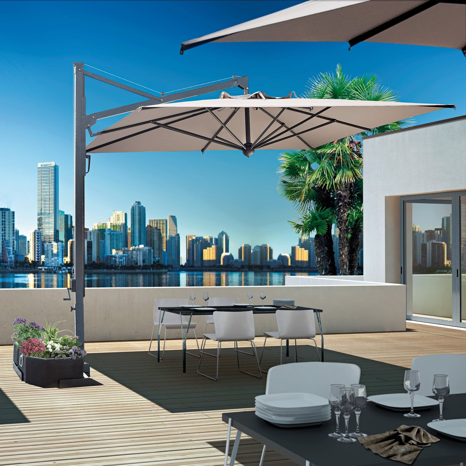 10 Ft Cantilever umbrella with retractable system Galileo C3030