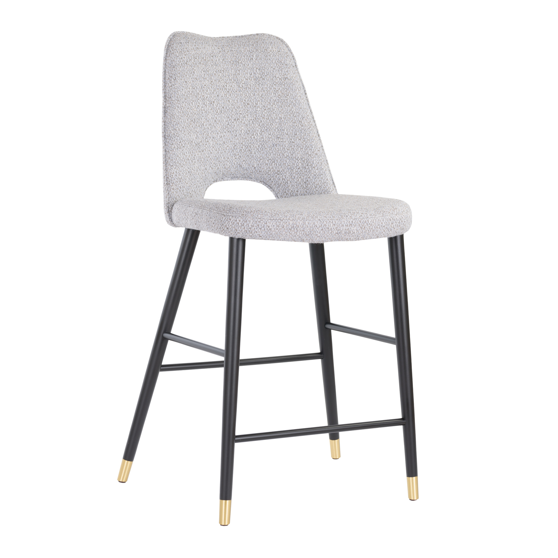Upholstered wooden bar stool with brass metal sleeve legs H-Kaus B3