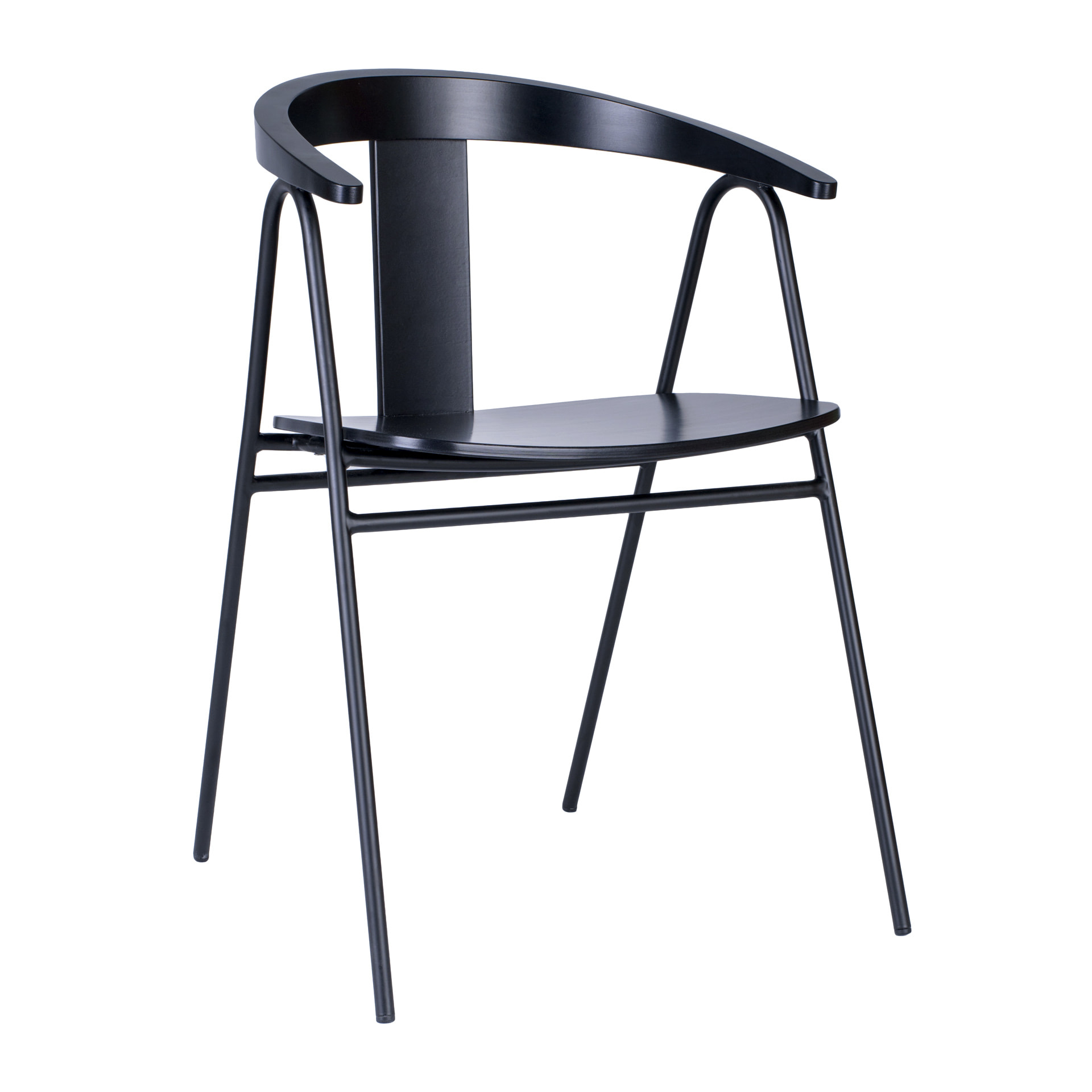 Metal chair with wooden shell