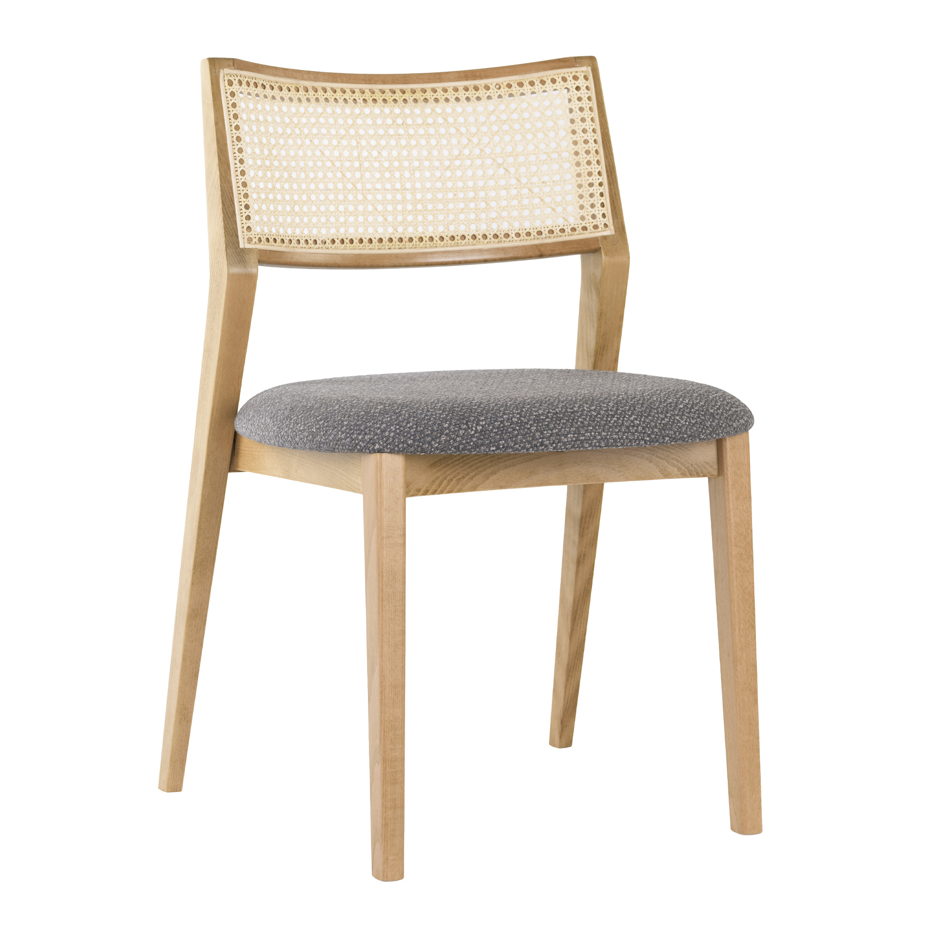 Wooden chair with woven back