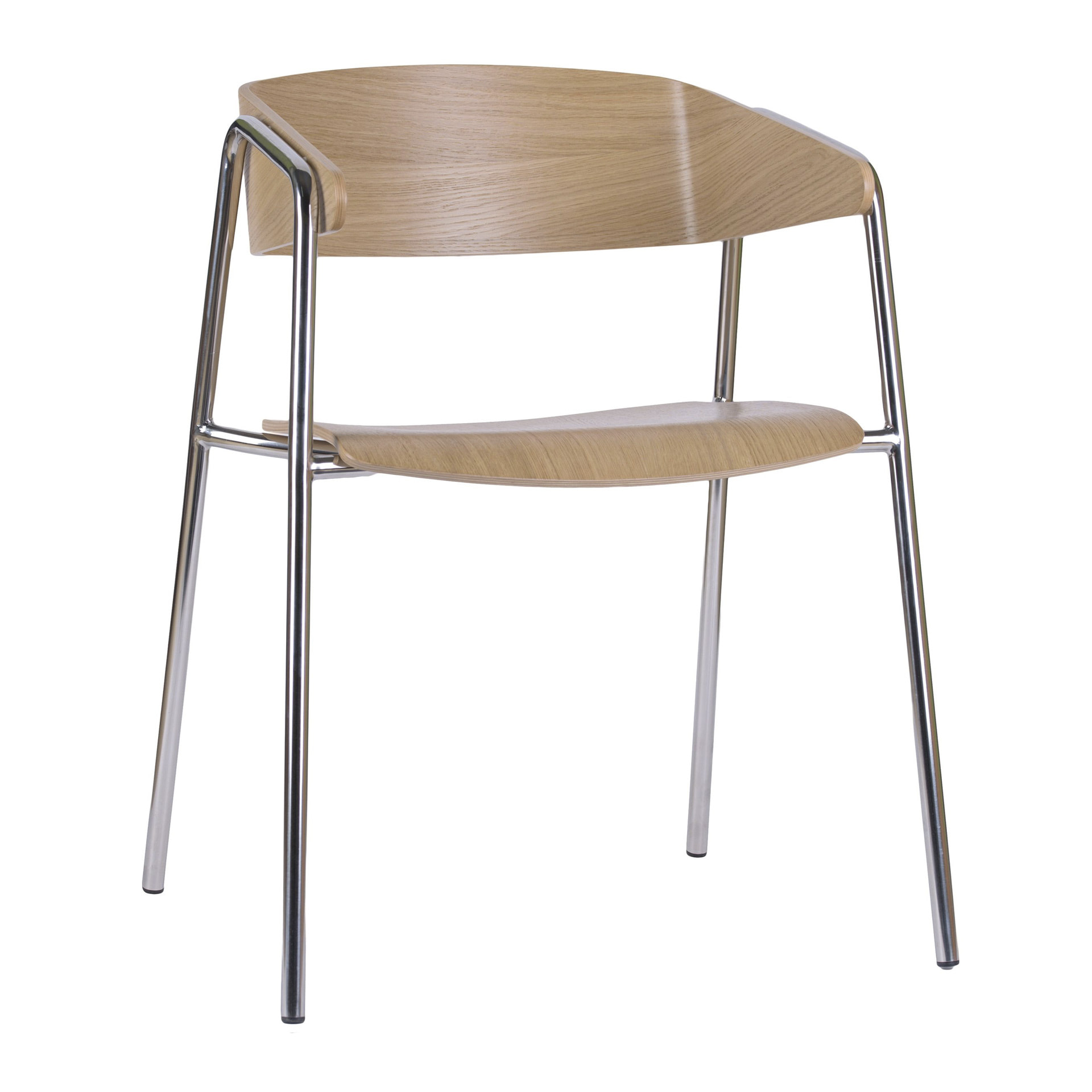 Metal armchair with wooden shell
