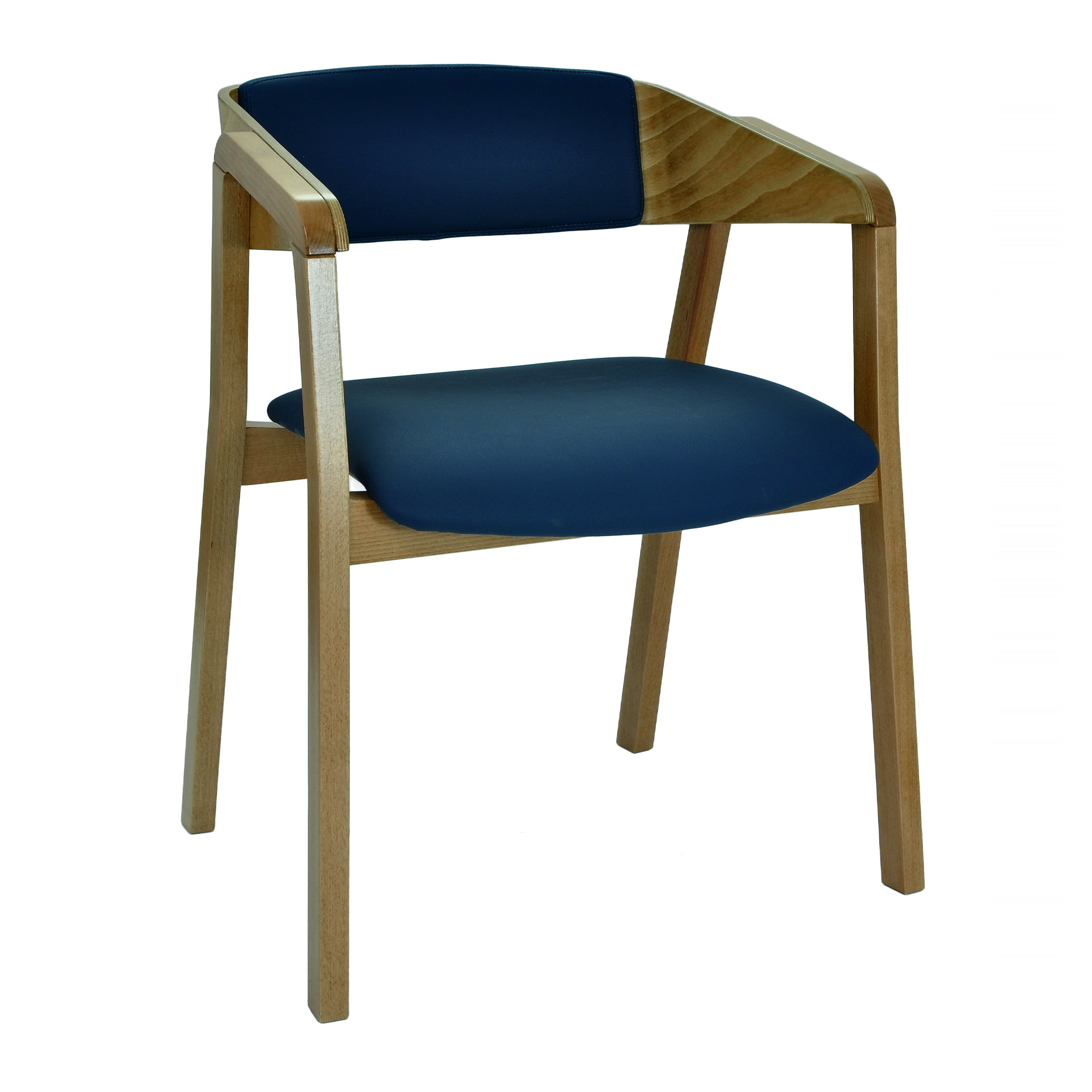 Wooden upholstered armchair