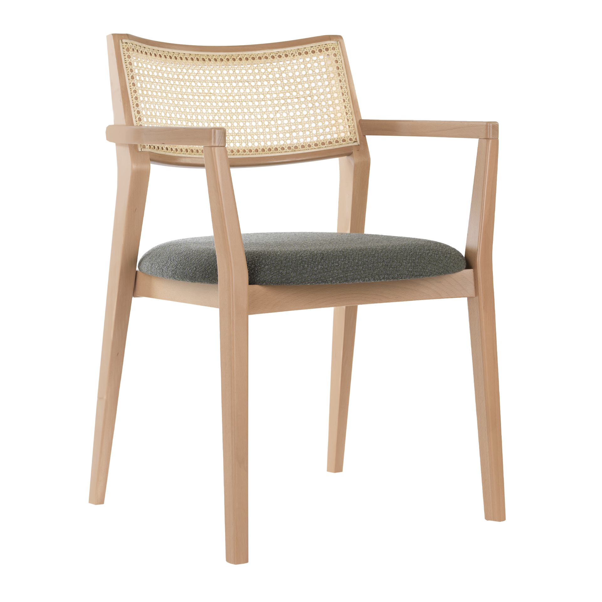 Wooden armchair with woven back
