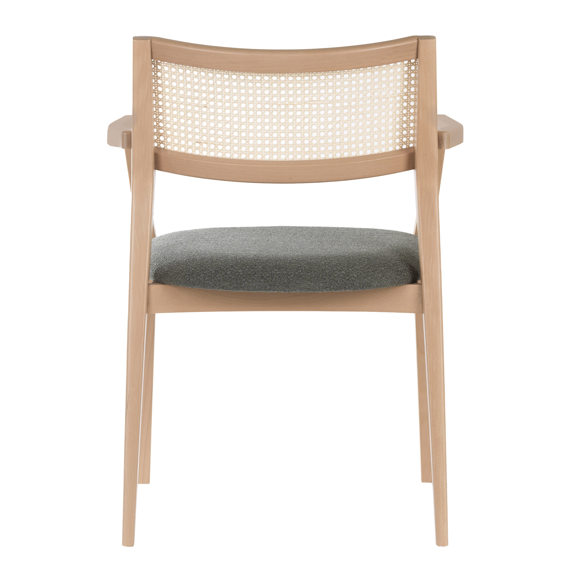 Armchair with cane back and upholstered seat B-Malla
